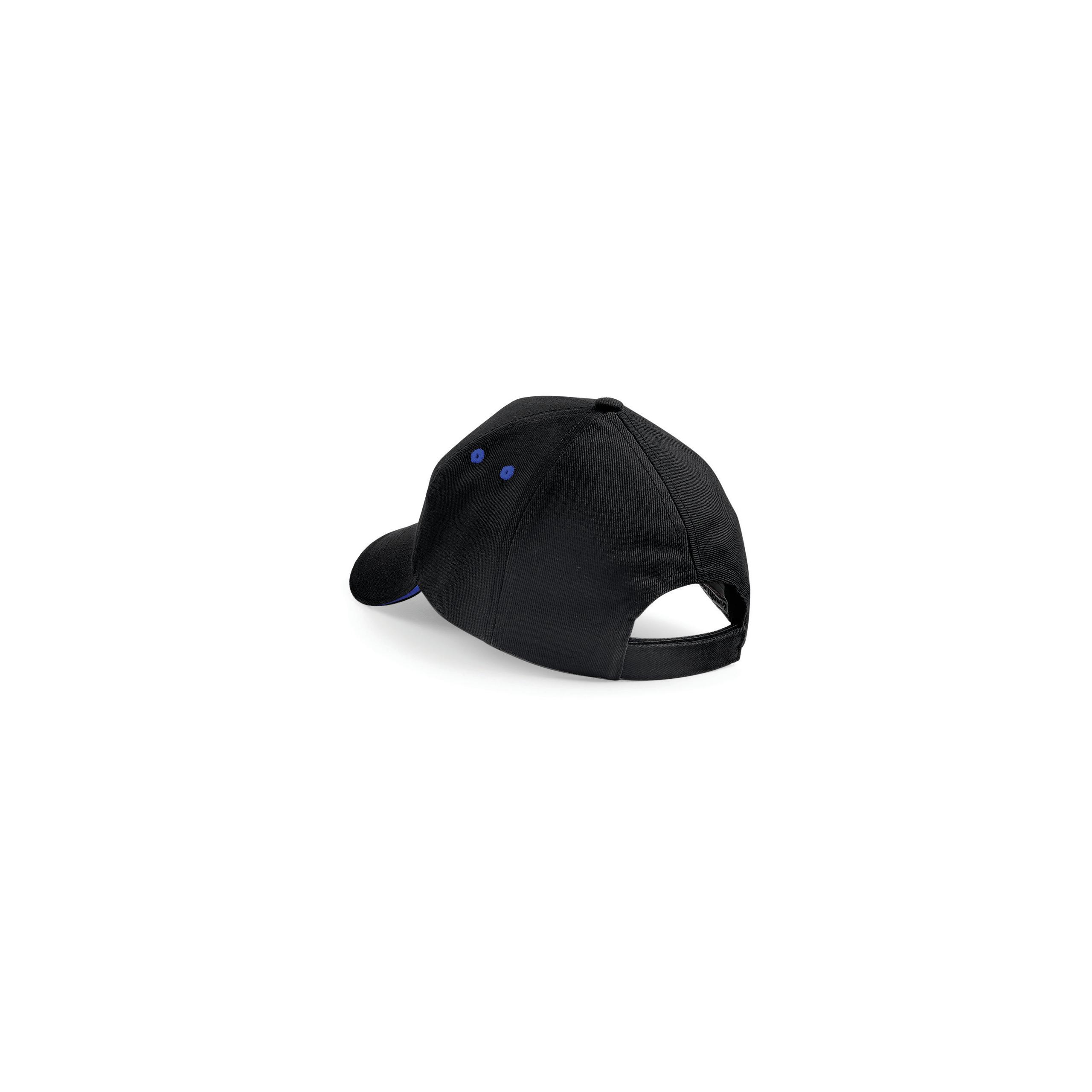 Beechfield - Casquette homme Ultimate à 5 panneaux sandwich contrasté - Black / Bright Royal - One Size