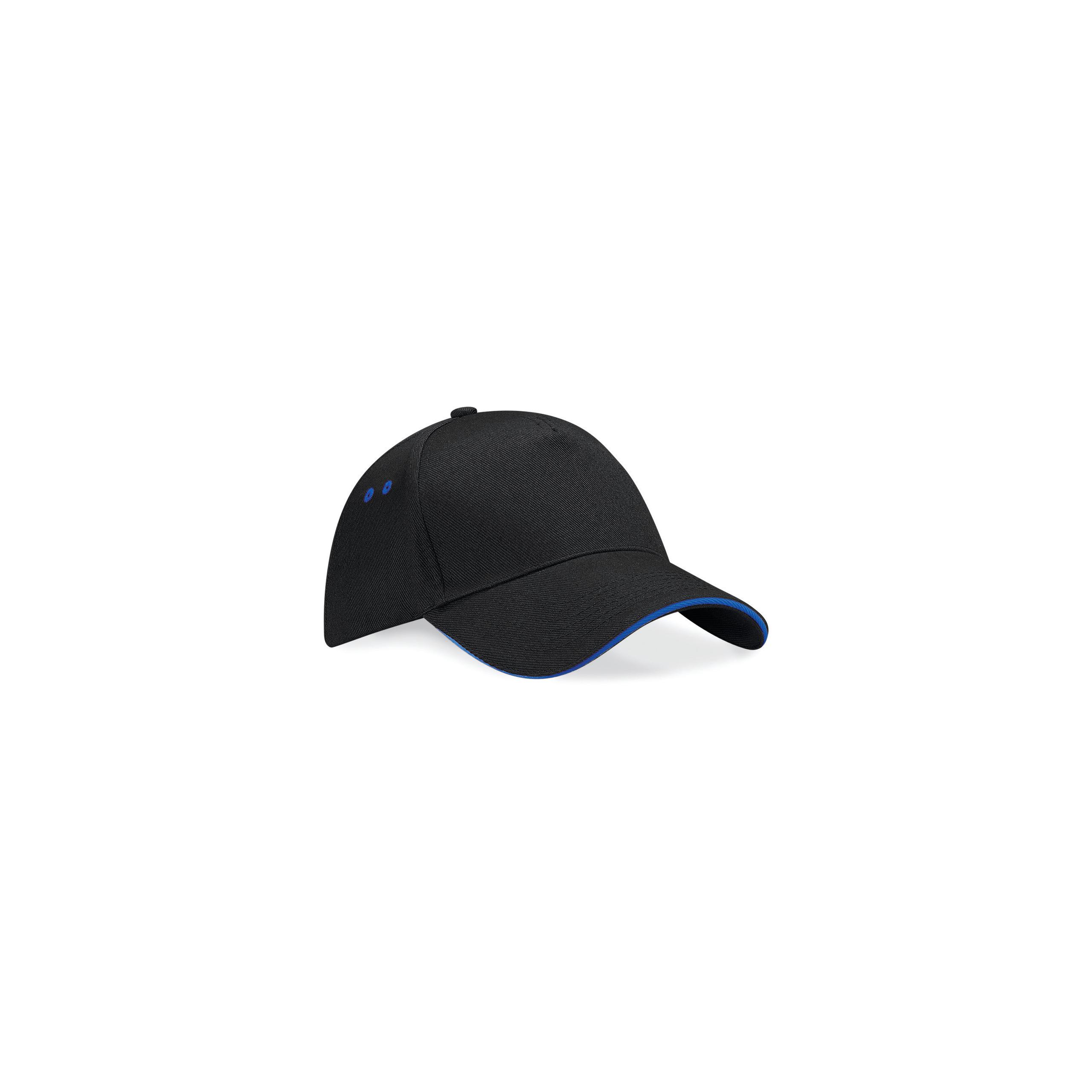 Beechfield - Casquette homme Ultimate à 5 panneaux sandwich contrasté - Black / Bright Royal - One Size