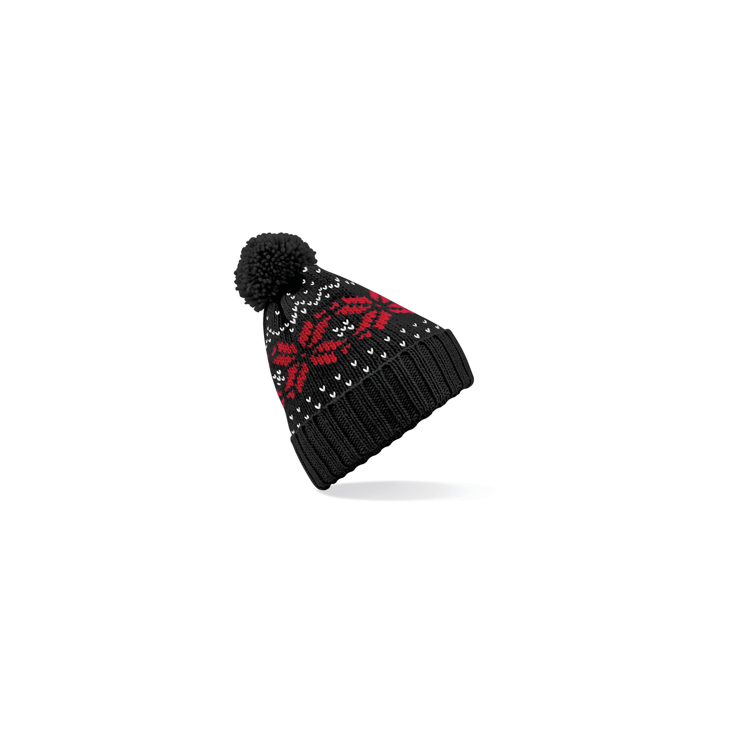 Beechfield - Bonnet Snowstar® jacquard - Black / Classic Red / White - One Size