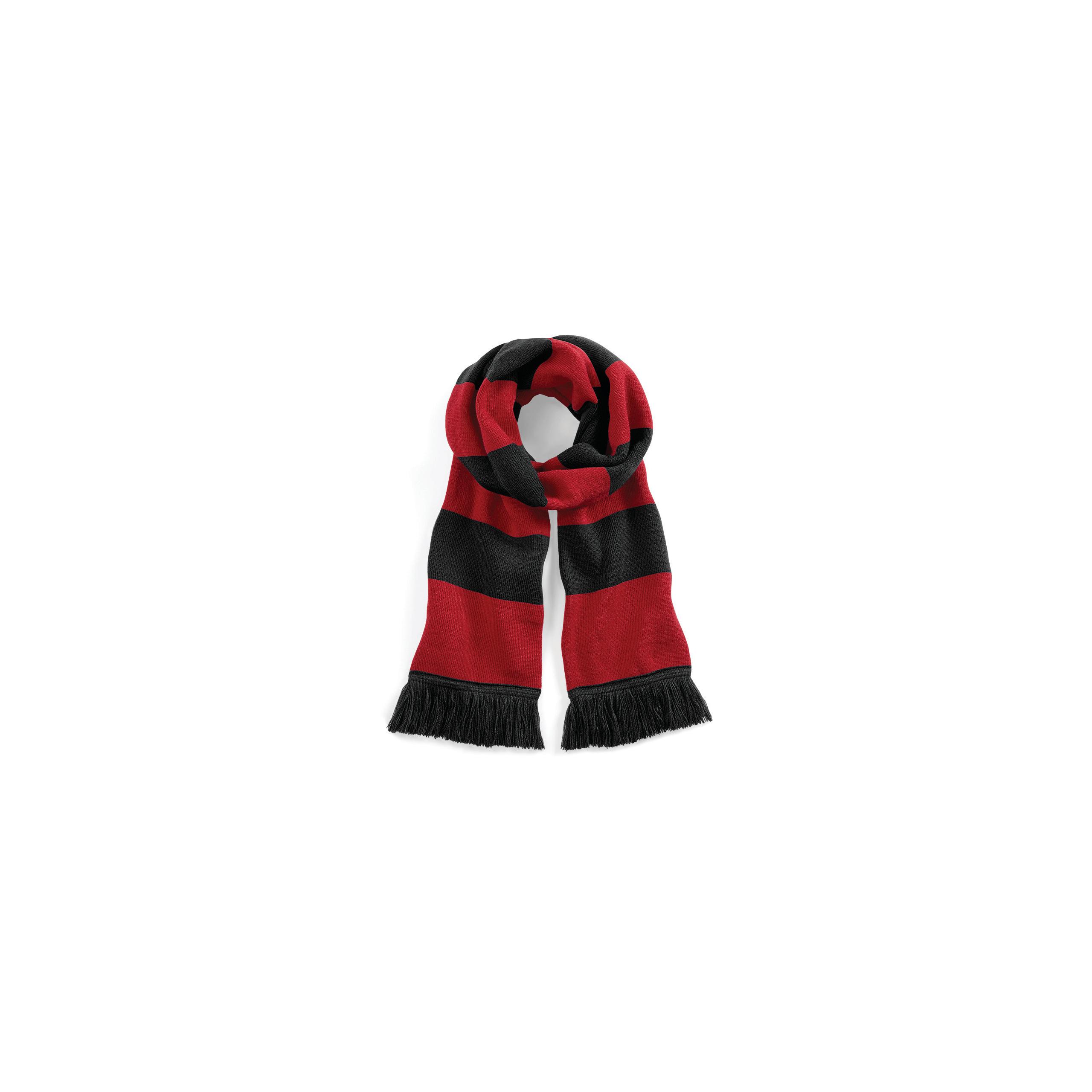 Beechfield - Écharpe homme rayée Stadium - Black / Classic Red - One Size