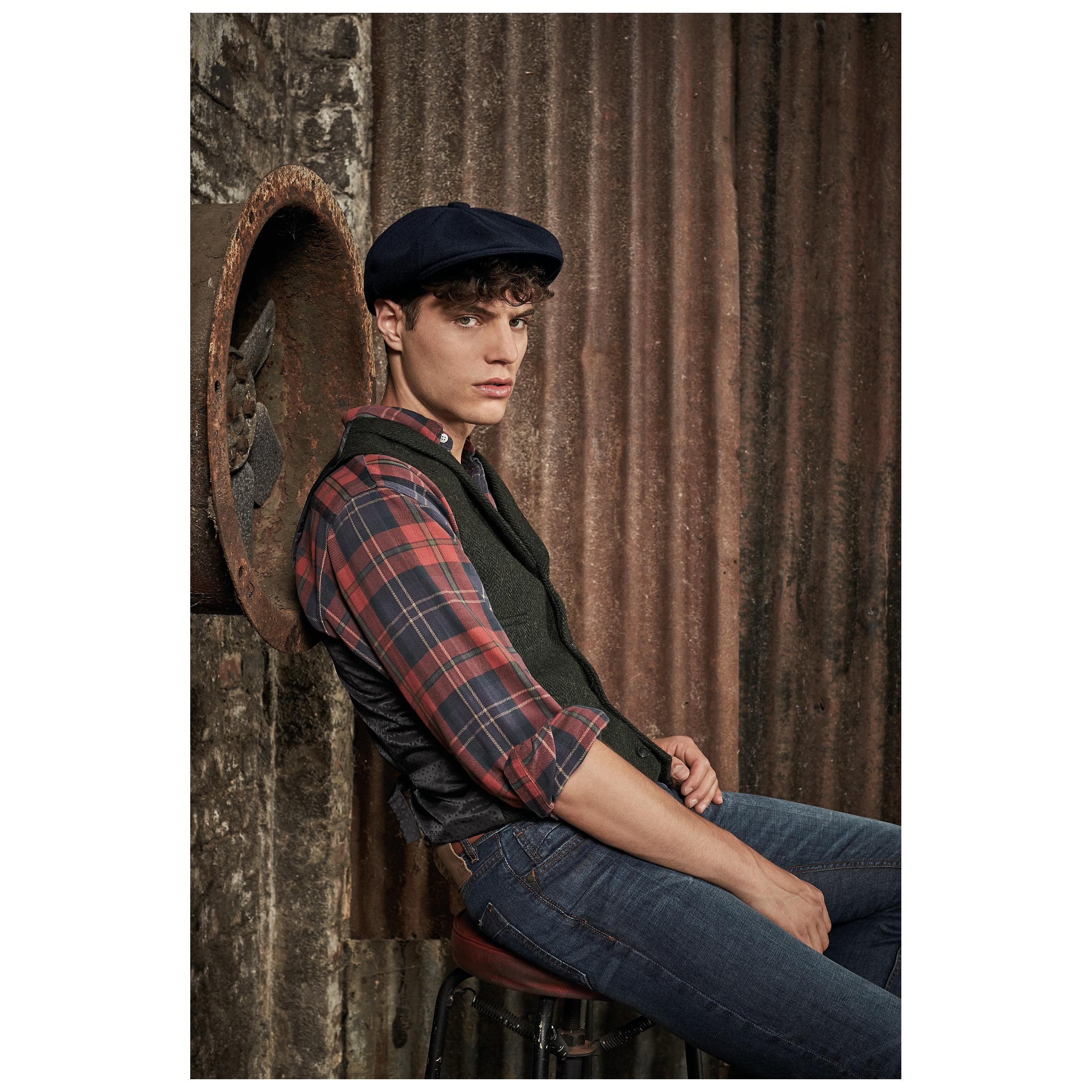 Beechfield - CASQUETTE GAVROCHE "HERITAGE" - Charcoal Herringbone - L/XL