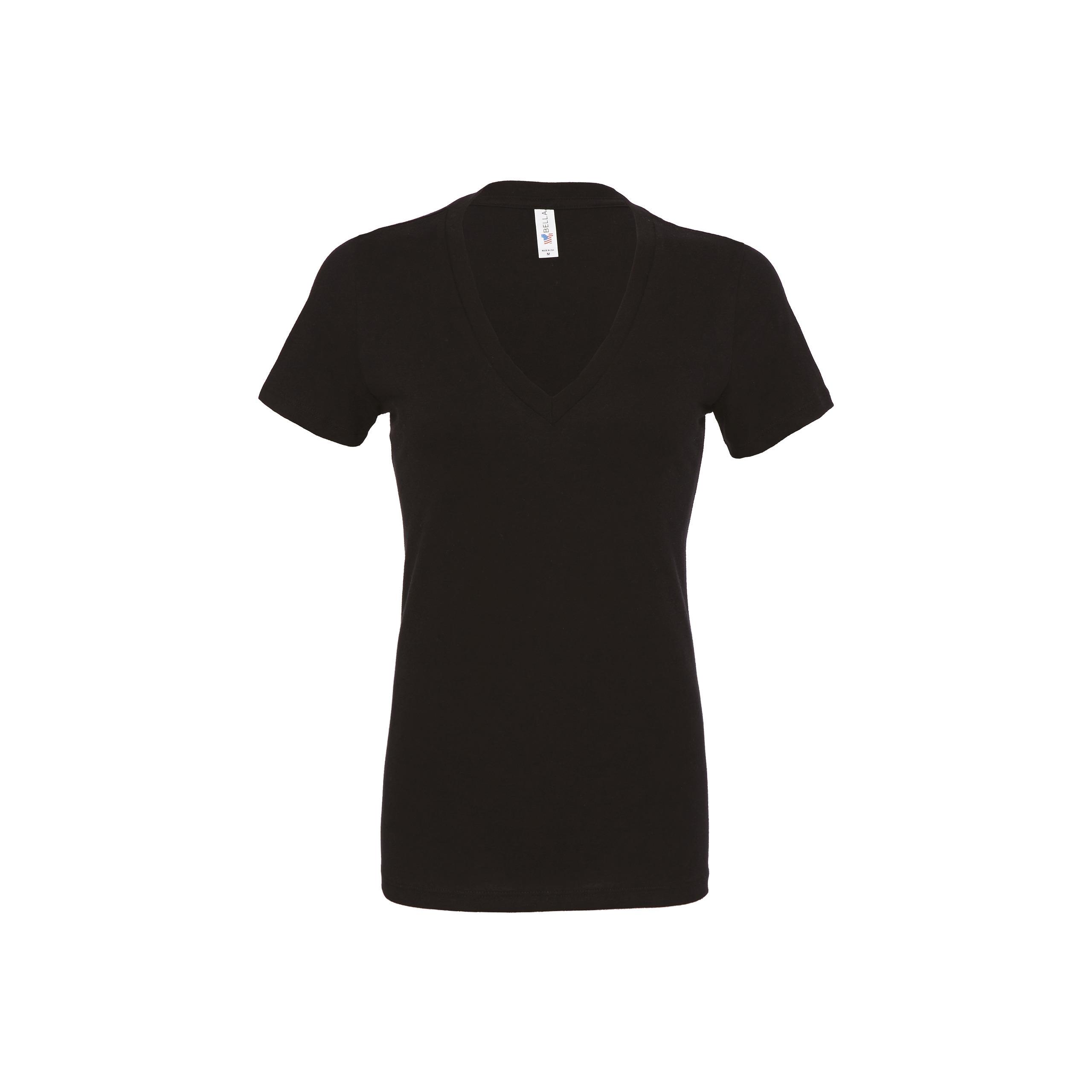 Bella + Canvas - T-SHIRT FEMME COL V PROFOND - Black - L