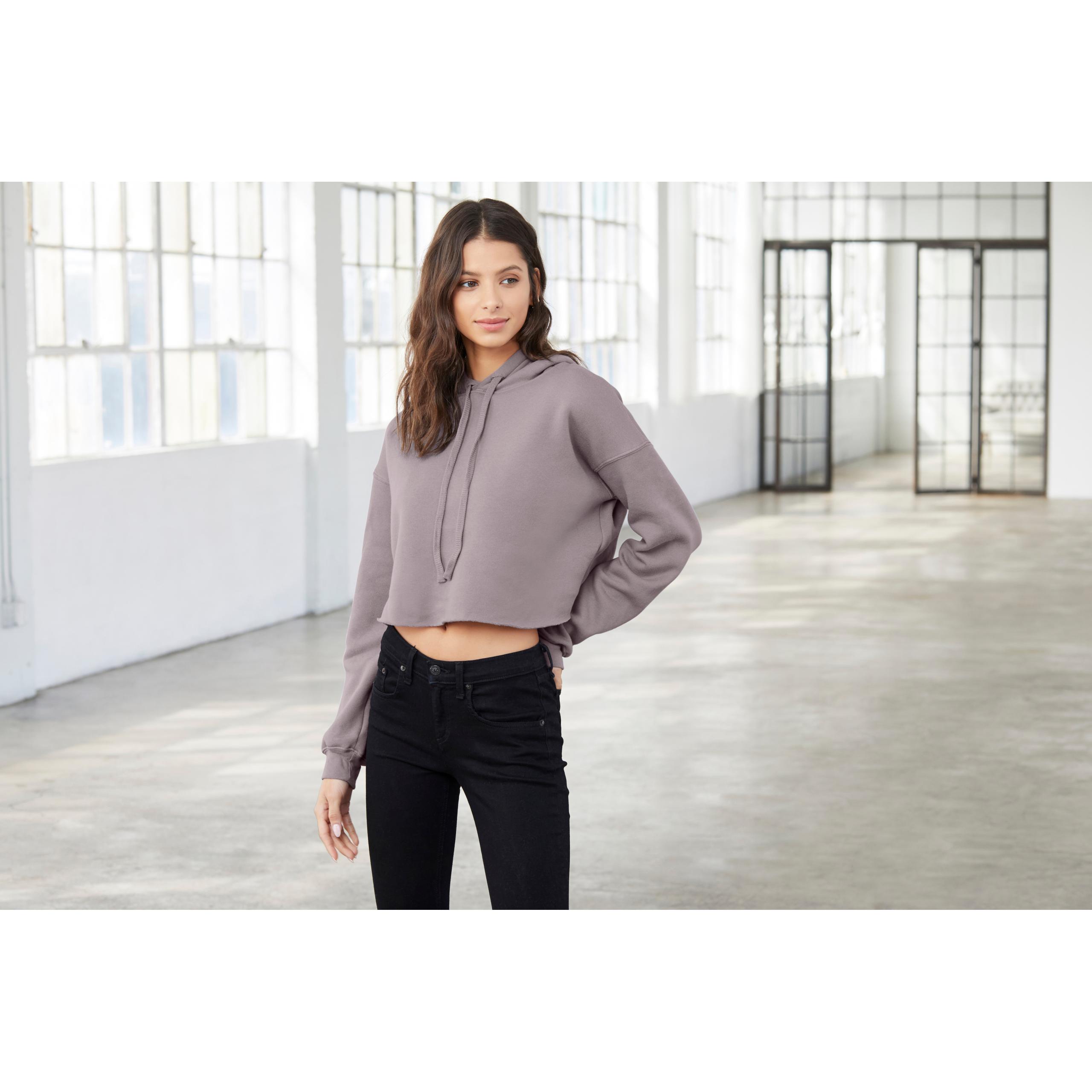 Bella + Canvas - Sweat-shirt crop à capuche femme - Black - L