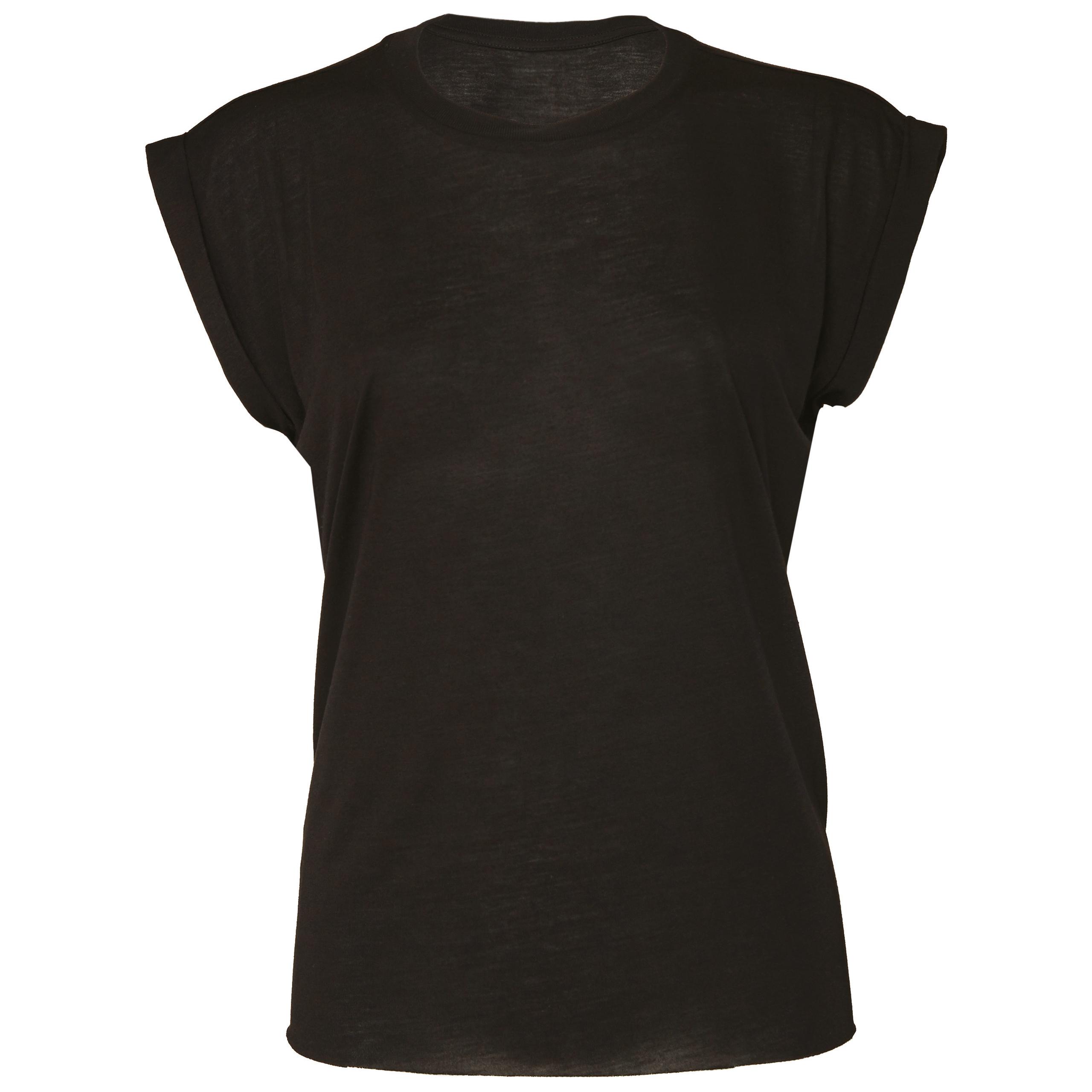 Bella + Canvas - T-shirt Flowy à manches roulottées - Black - L