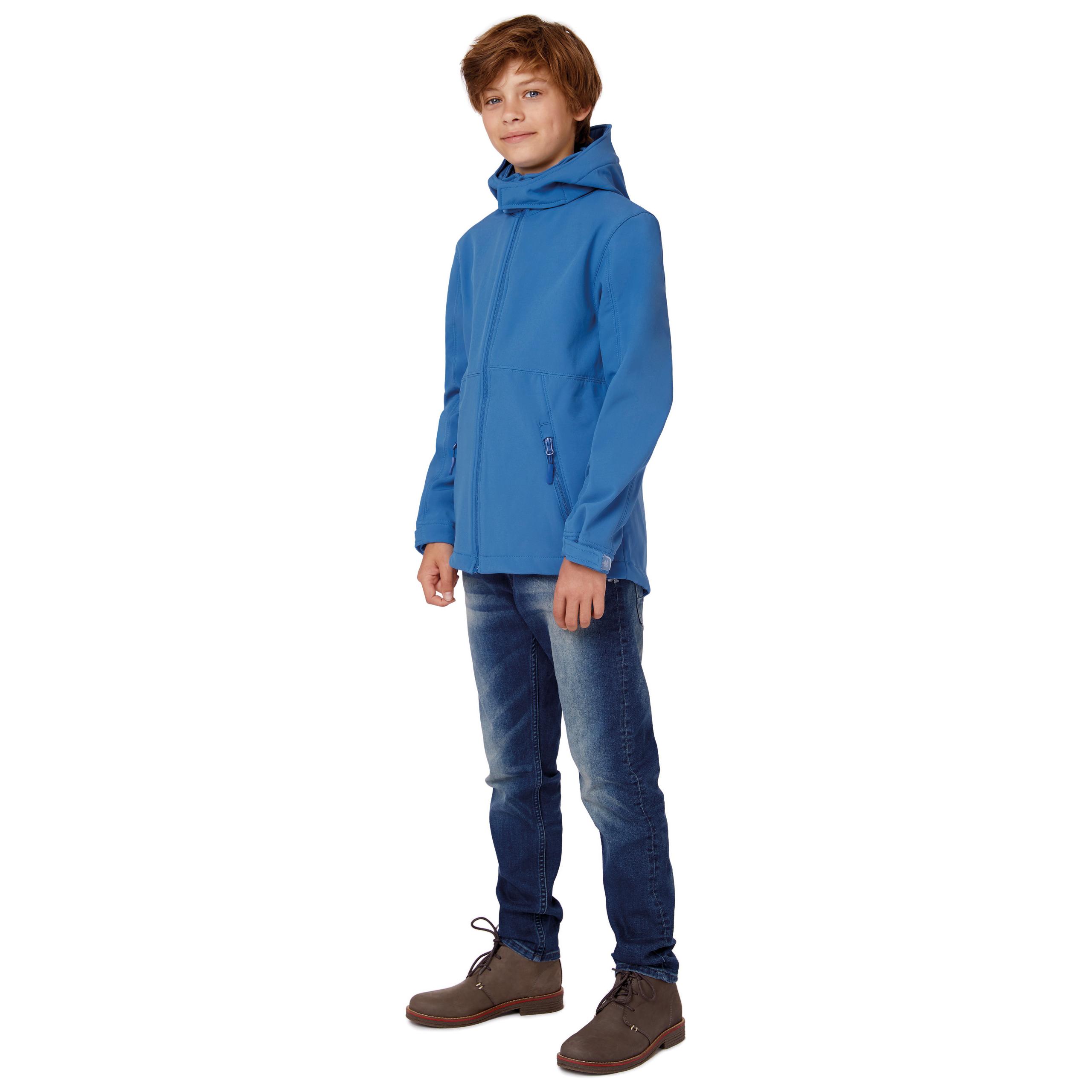 B&C - Veste softshell capuche enfant - Azure - 11/12 ans