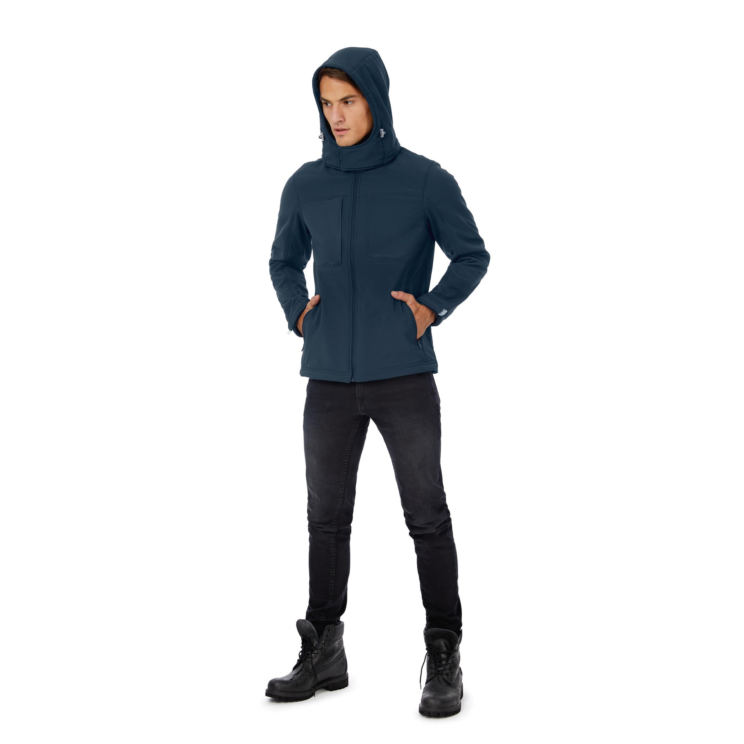 B&C - VESTE SOFTSHELL CAPUCHE HOMME - Azure - S