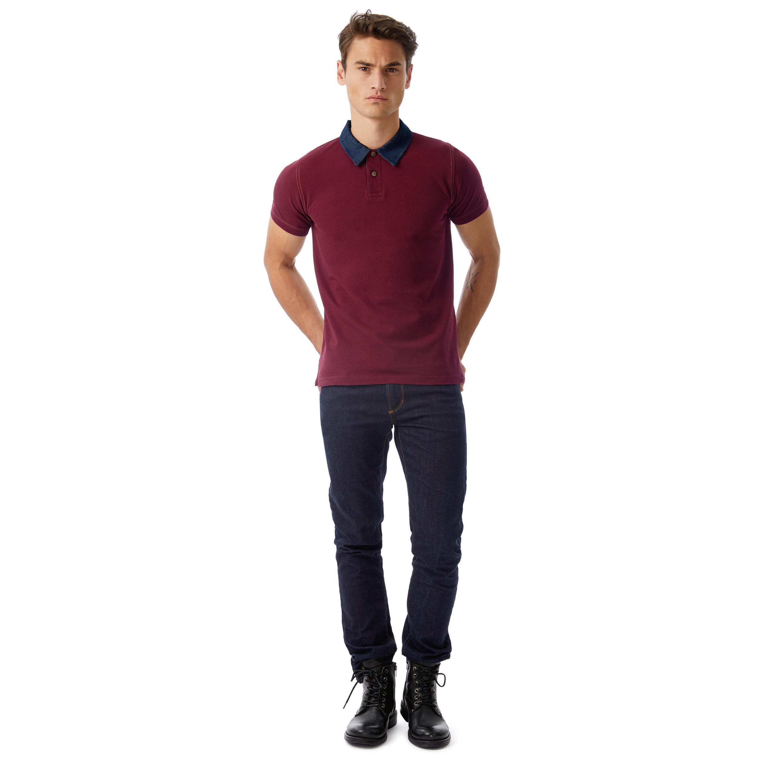 B&C - POLO HOMME DNM FORWARD - Denim / Burgundy - S