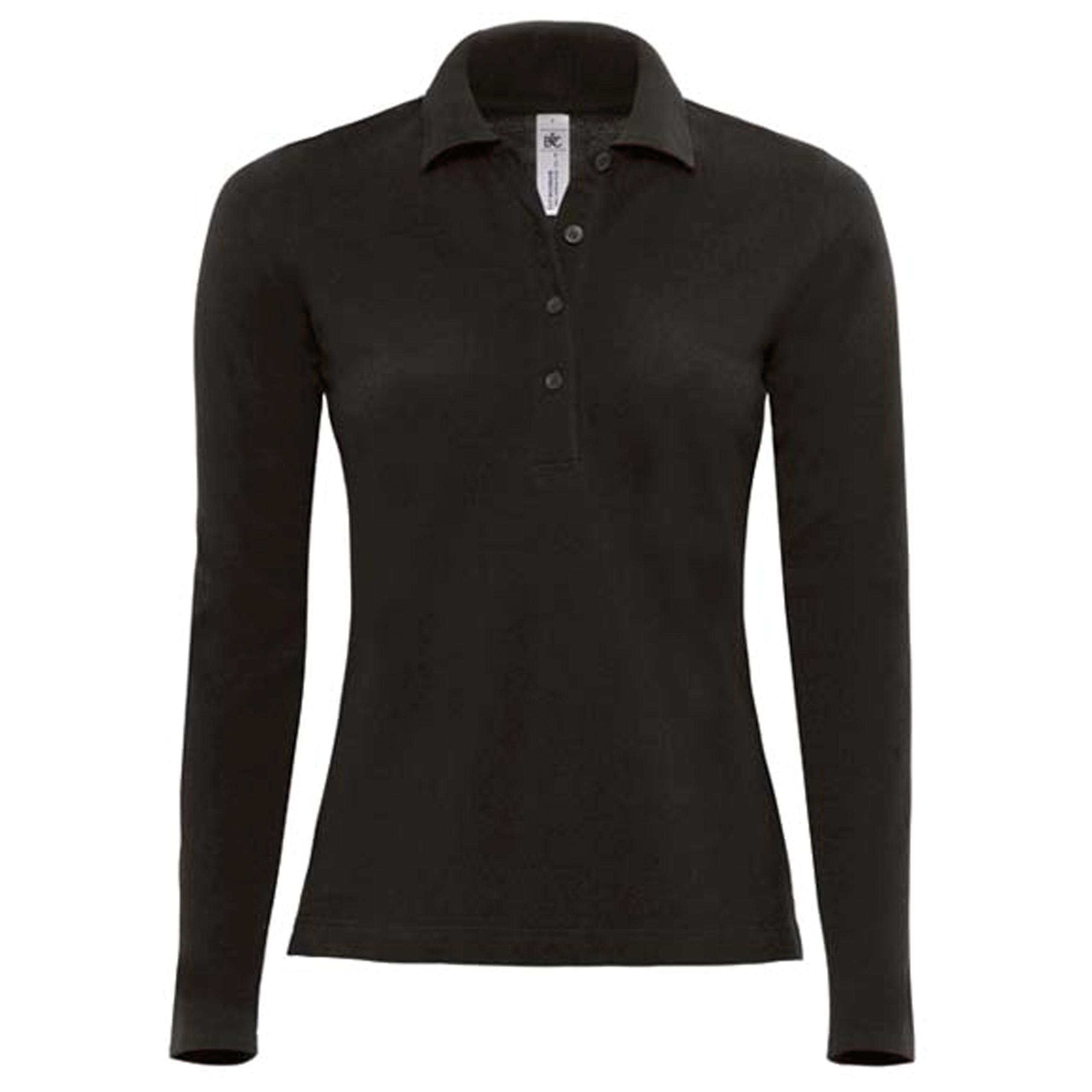 B&C - POLO FEMME SAFRAN MANCHES LONGUES - Black - S