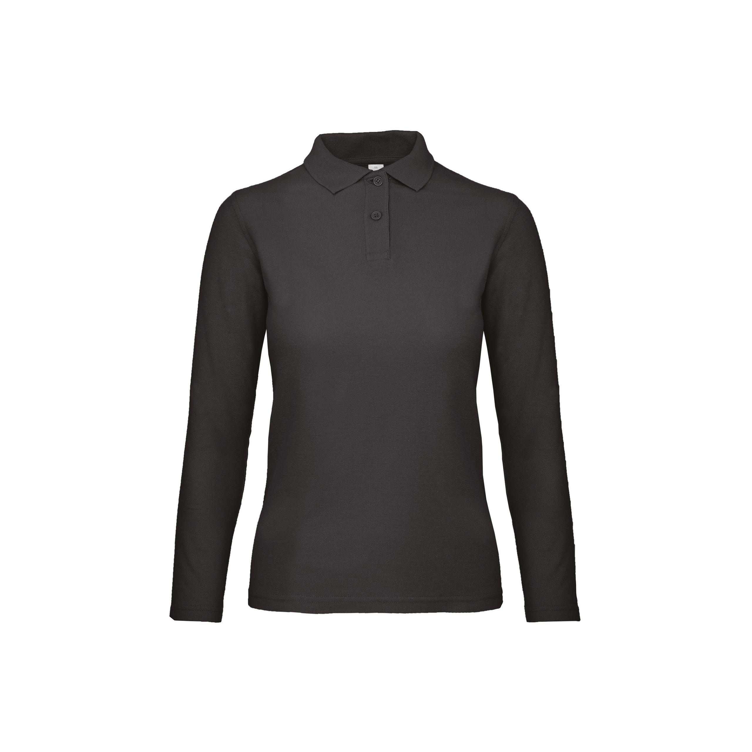 B&C - Polo femme ID.001 manches longues - Black - 3XL