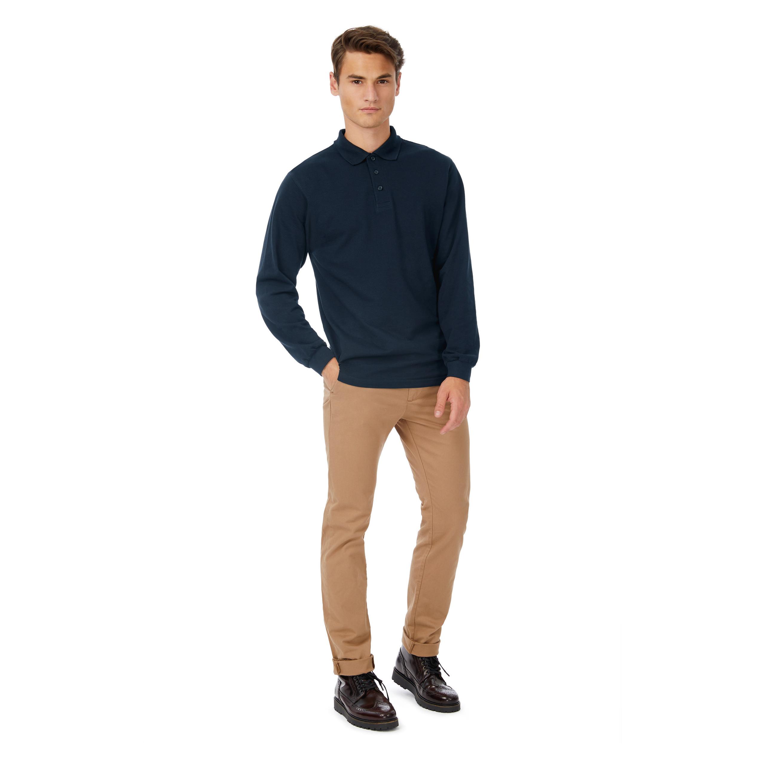 B&C - POLO HOMME SAFRAN MANCHES LONGUES - Ash - S