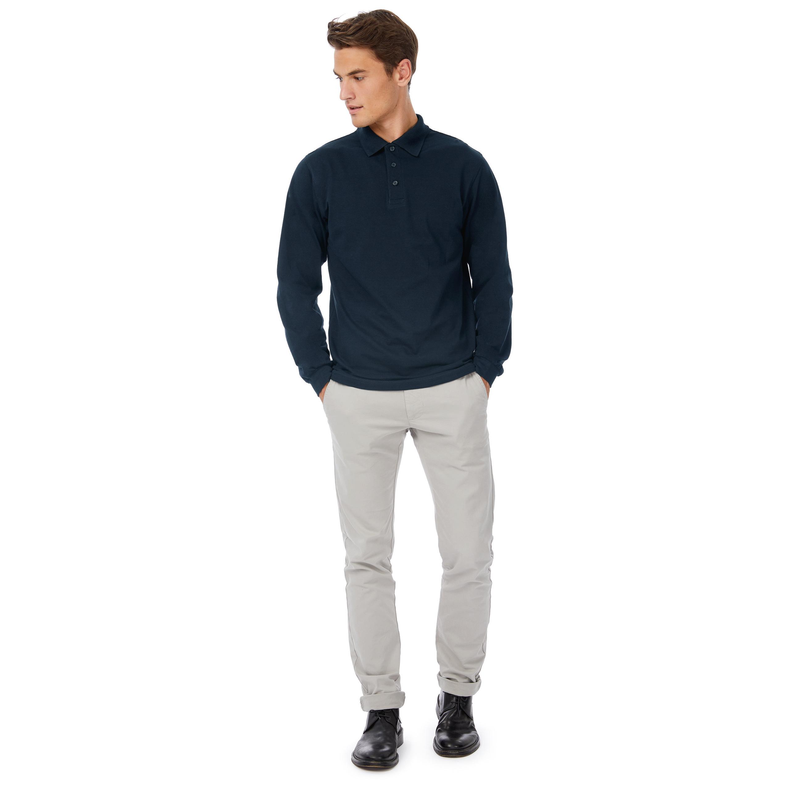 B&C - POLO HOMME SAFRAN MANCHES LONGUES - Ash - S