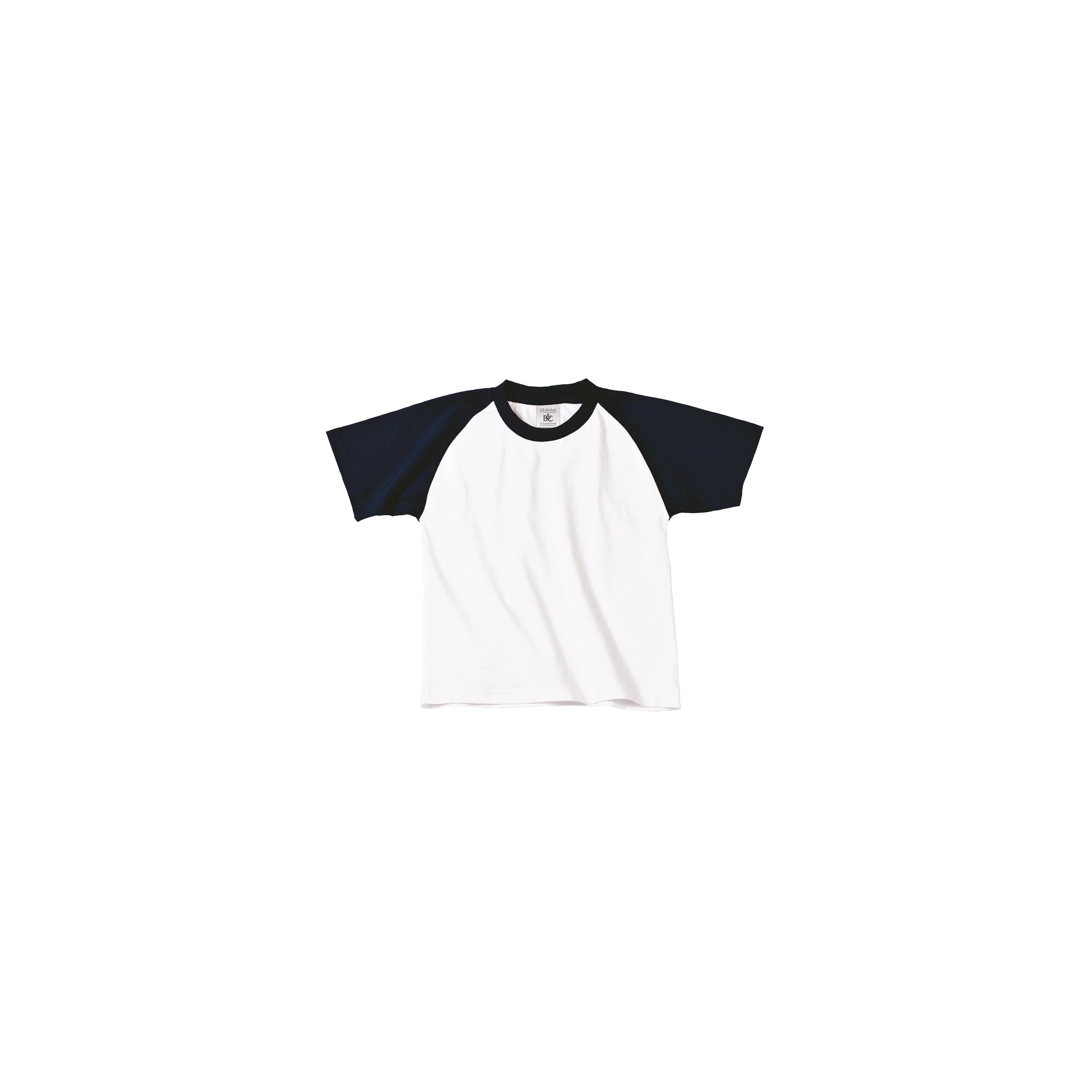 B&C - T-shirt enfant Baseball - White / Navy - 12/14 ans