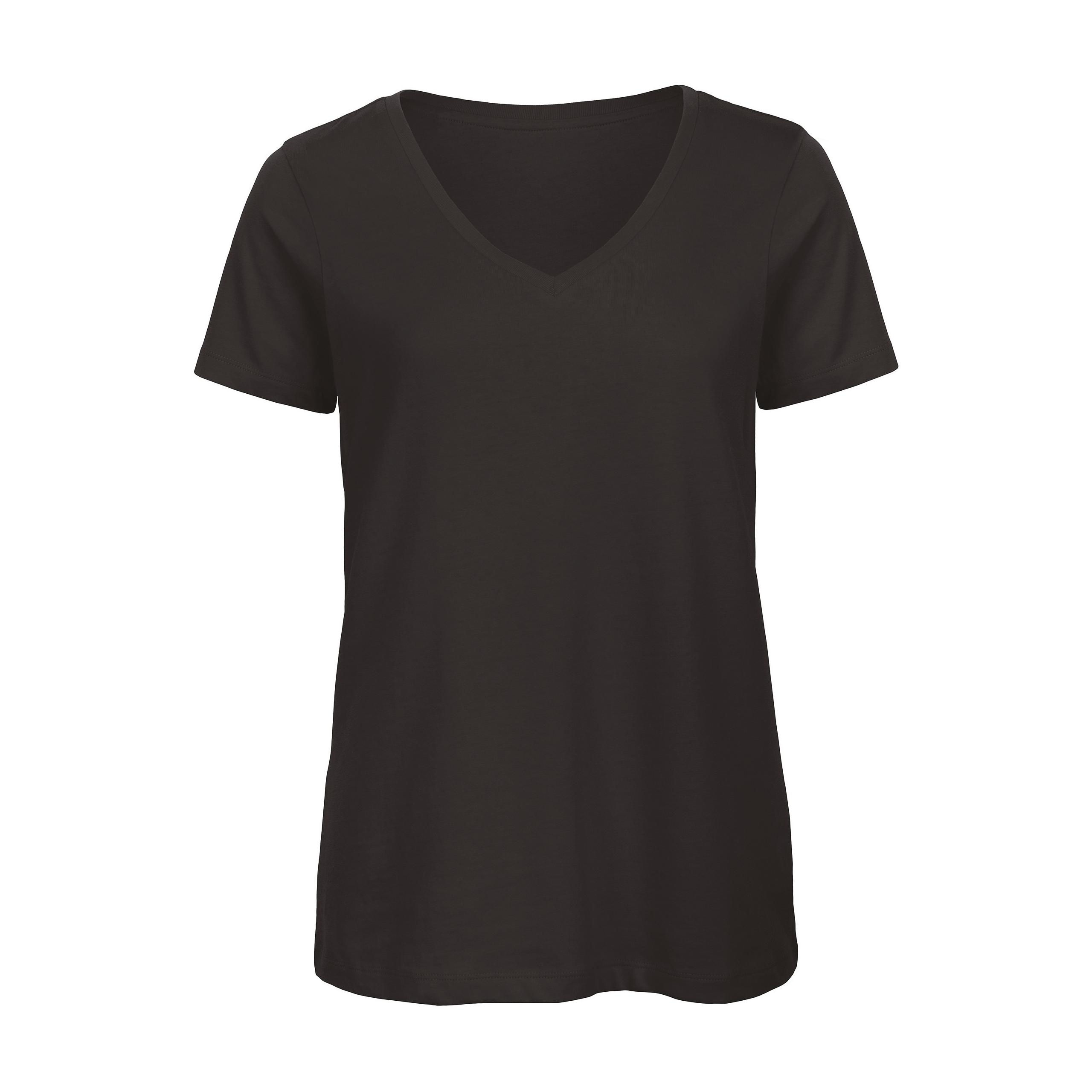 B&C - T-shirt Organic Inspire col V Femme - Black - L