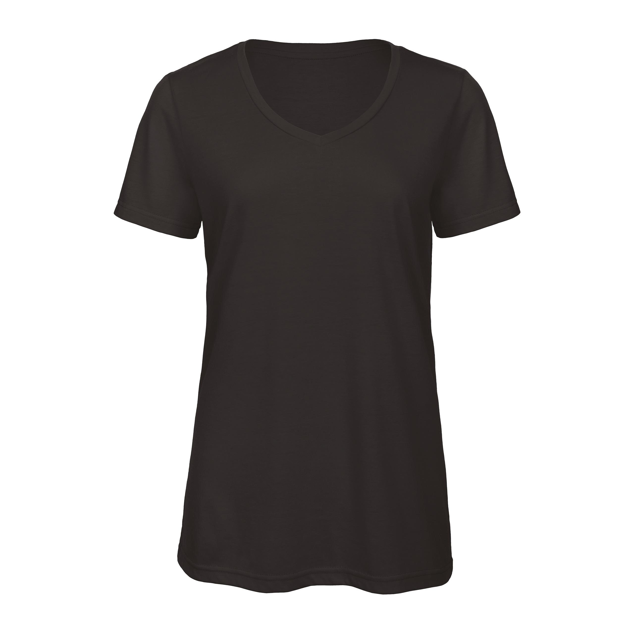 B&C - T-shirt Triblend col V Femme - Black - L