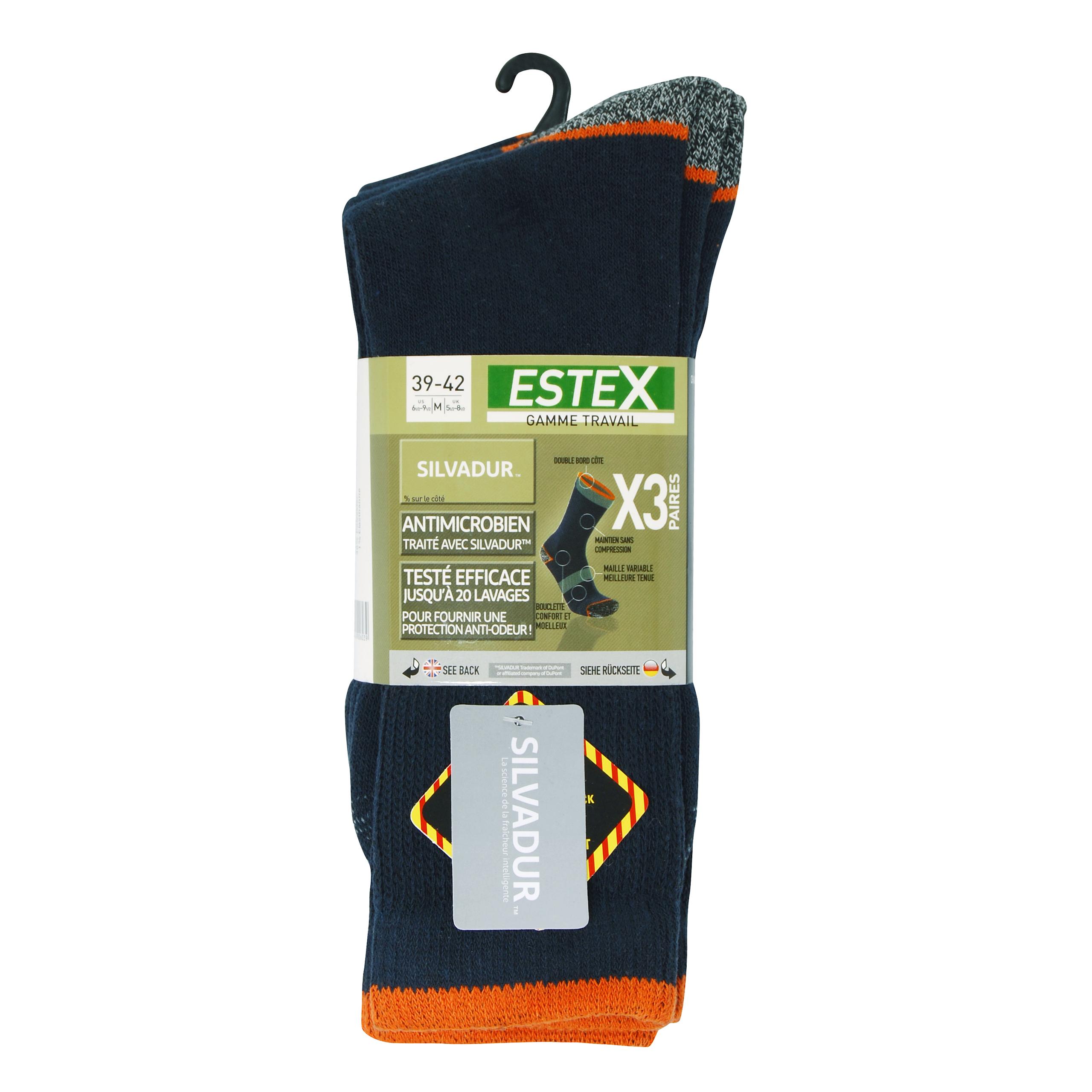 Estex - Lot de 3 paires de chaussettes NO COMPRIM - Navy - 39/42 EU