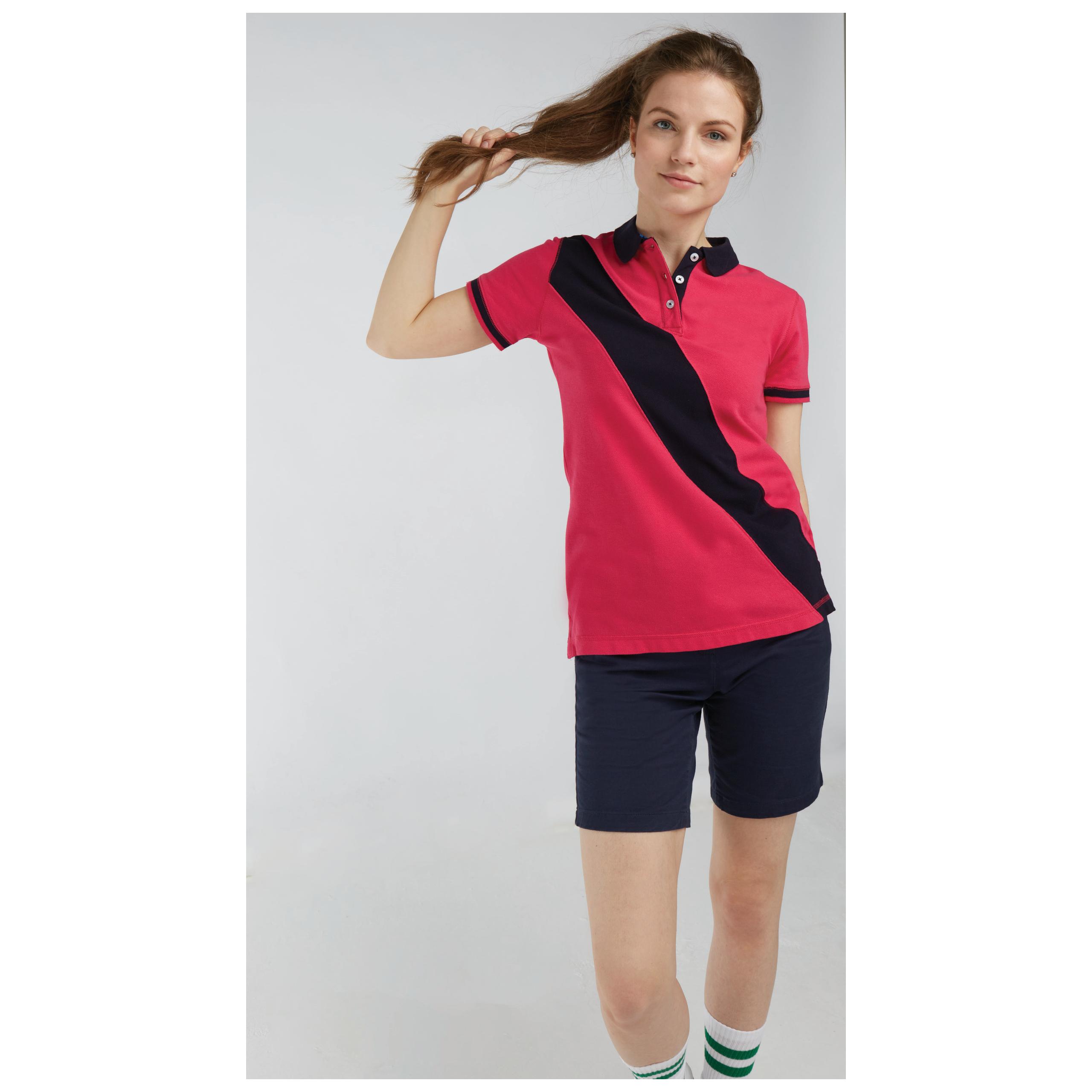 Front Row - POLO FEMME DIAGONAL STRIPE - Bright Pink / Navy - 38 EU (S)