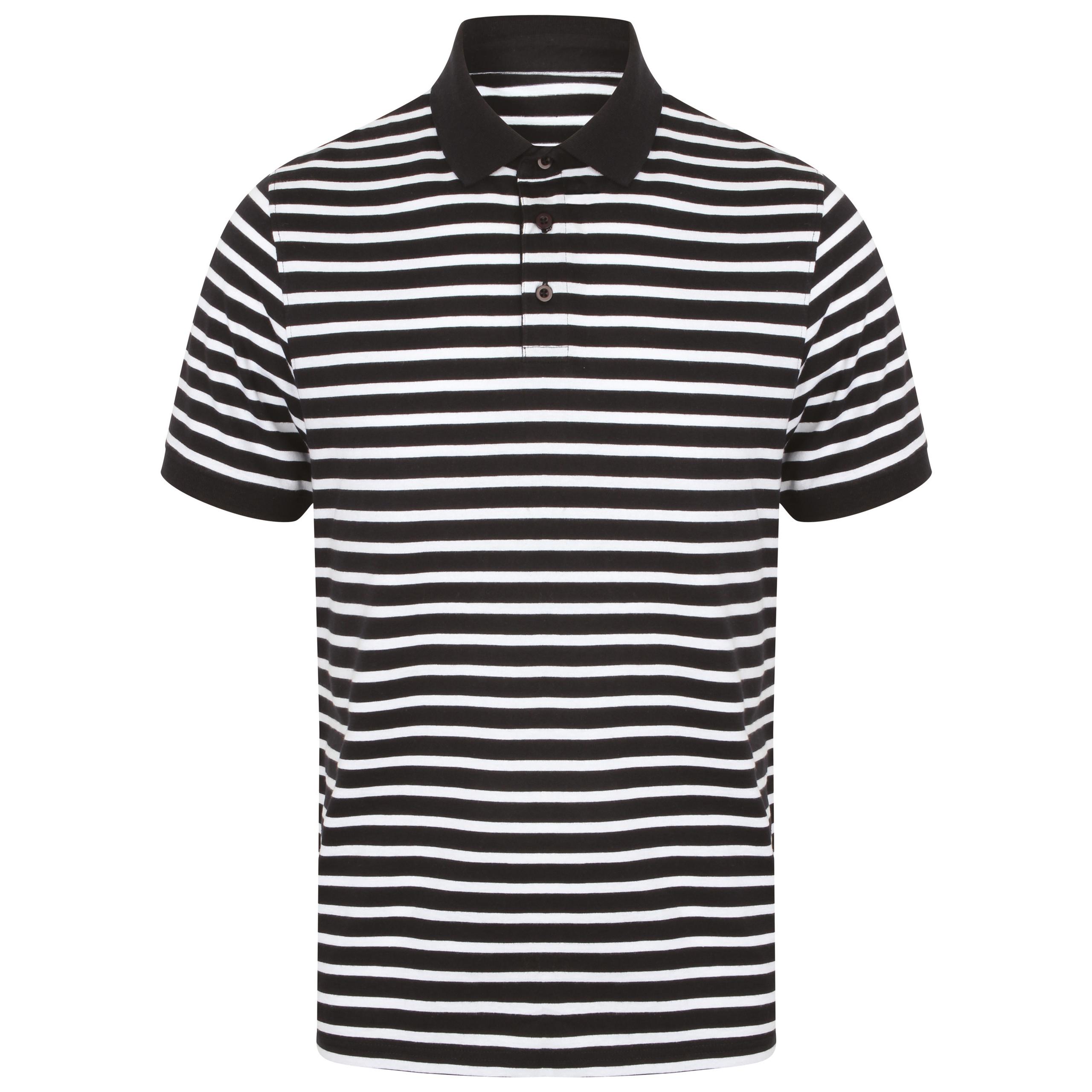 Front Row - Polo jersey à rayures - Navy / White - XXL