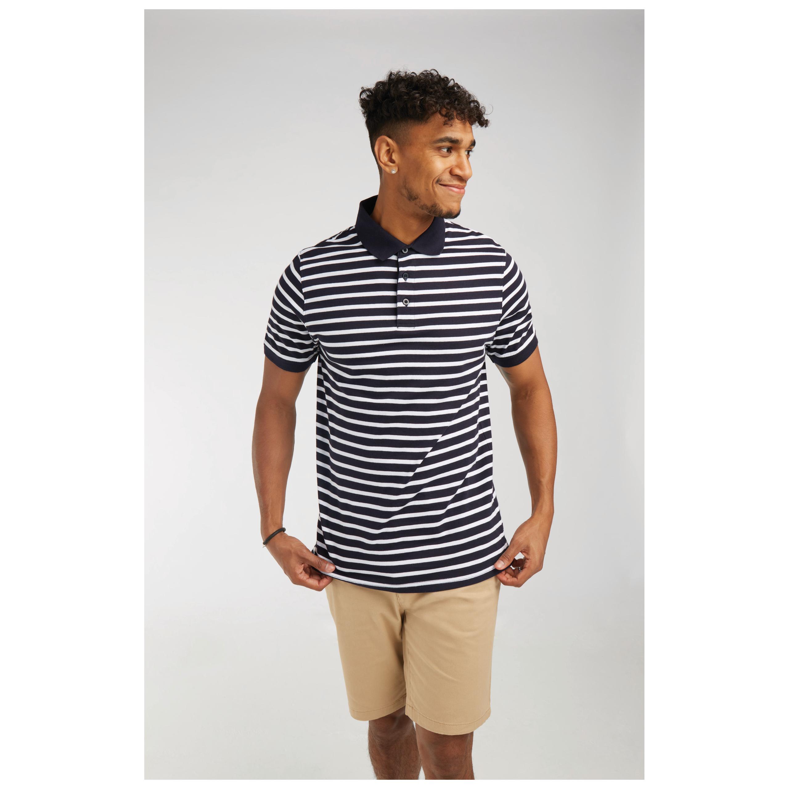 Front Row - Polo jersey à rayures - Navy / White - XXL