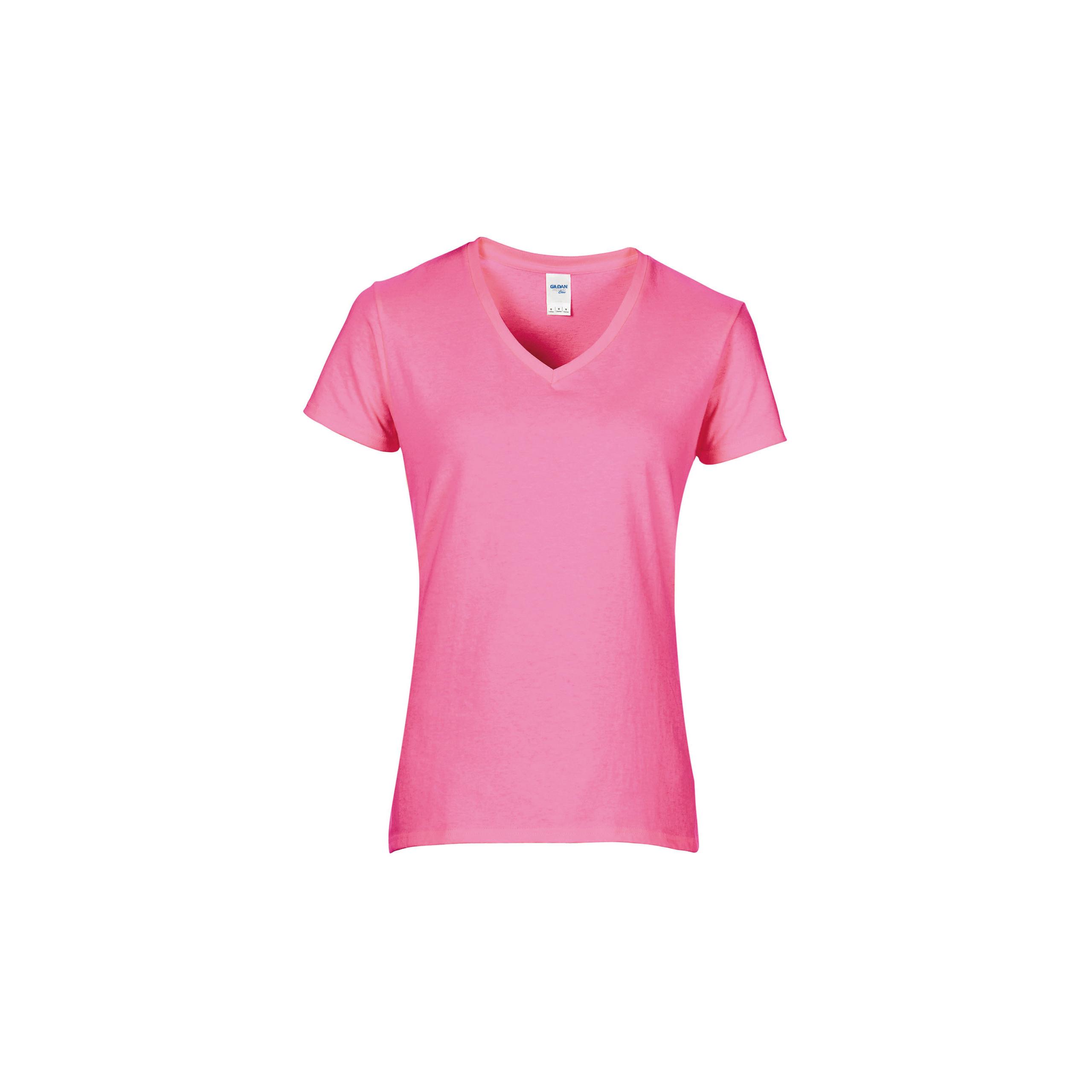 Gildan - T-shirt Femme Col V Premium - Azalea - S