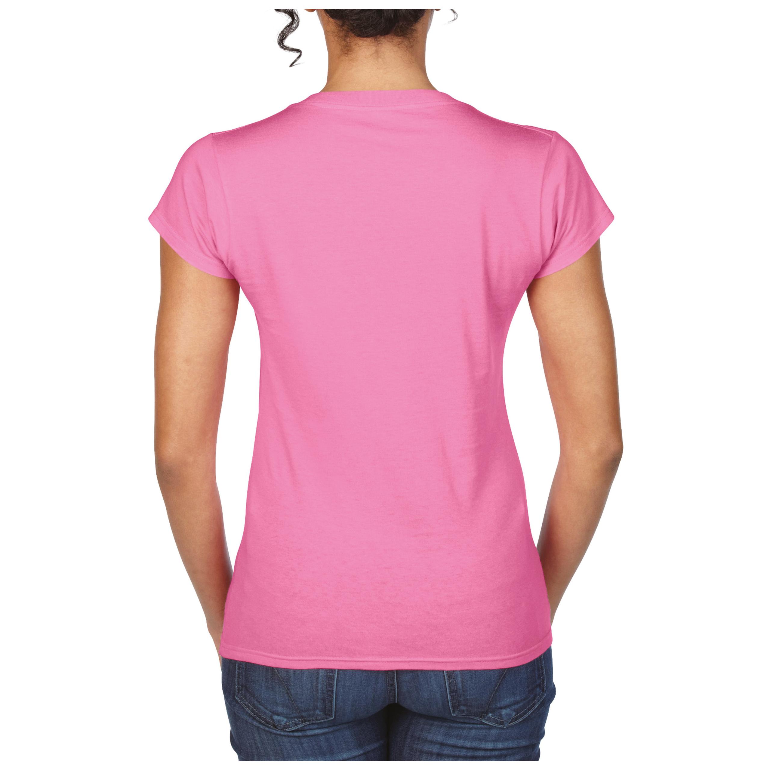 Gildan - T-SHIRT FEMME COL V SOFTSTYLE - Azalea - L