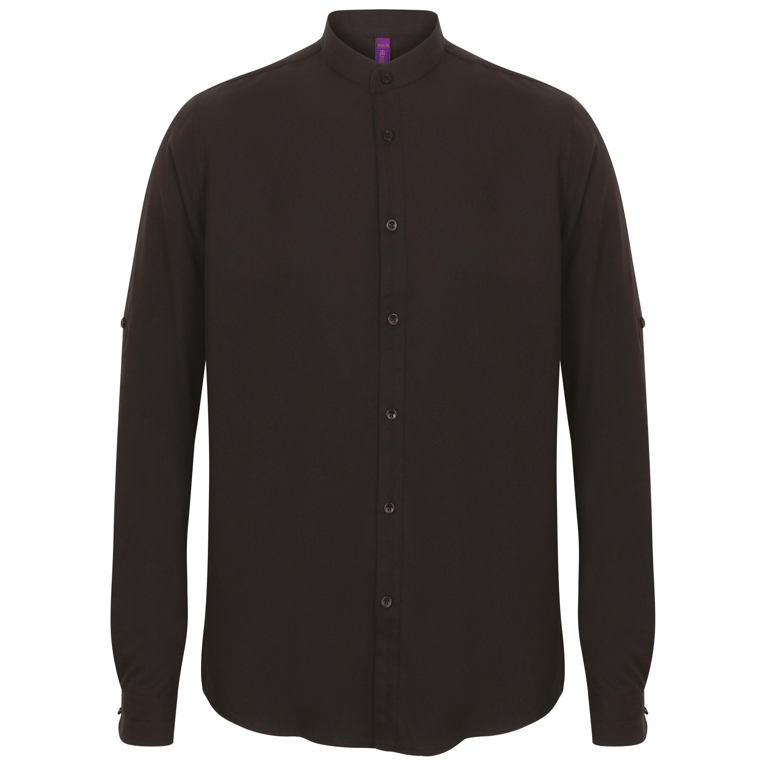 Henbury - Chemise Homme col Mao - Black - XXL