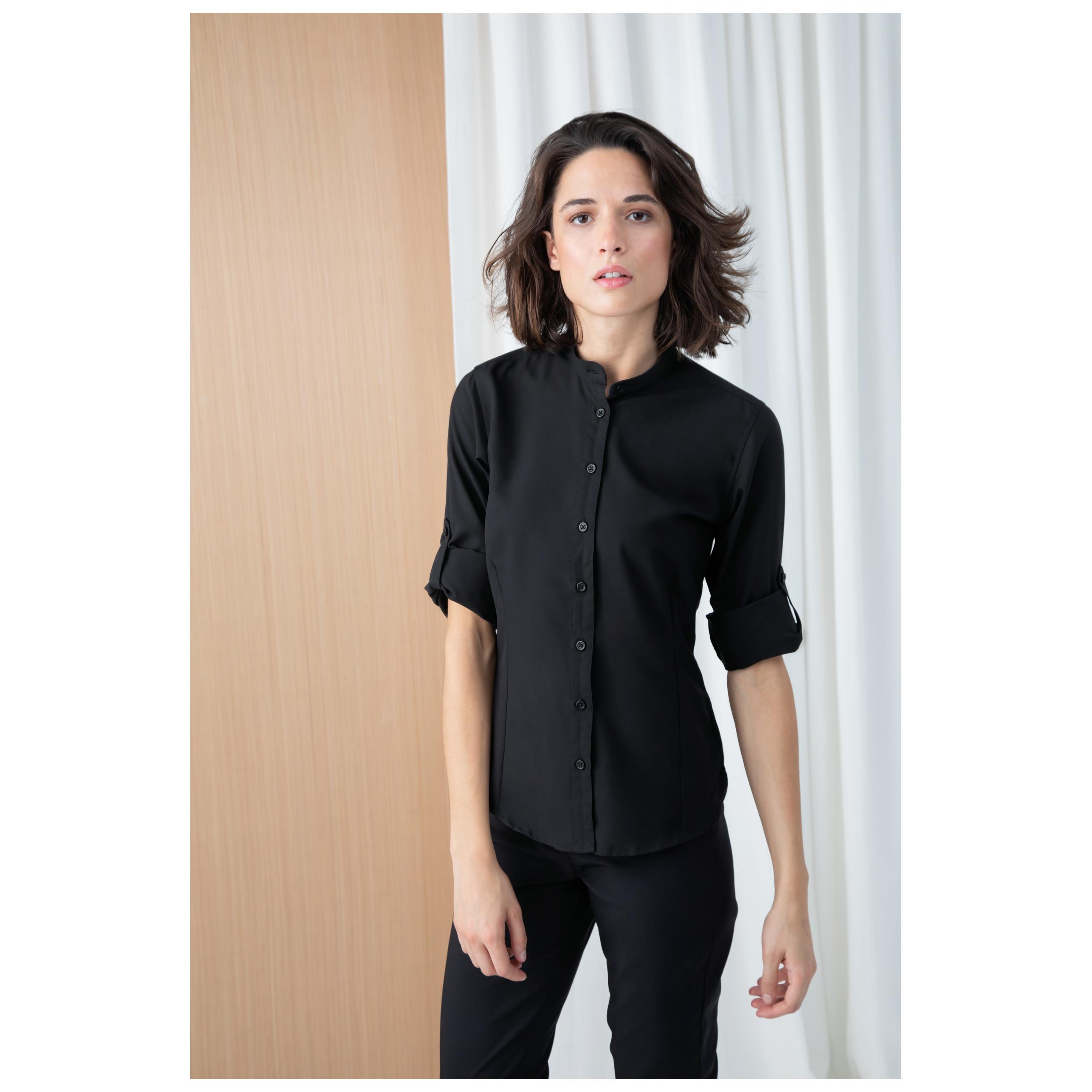 Henbury - Chemise Femme col Mao - Black - XXL