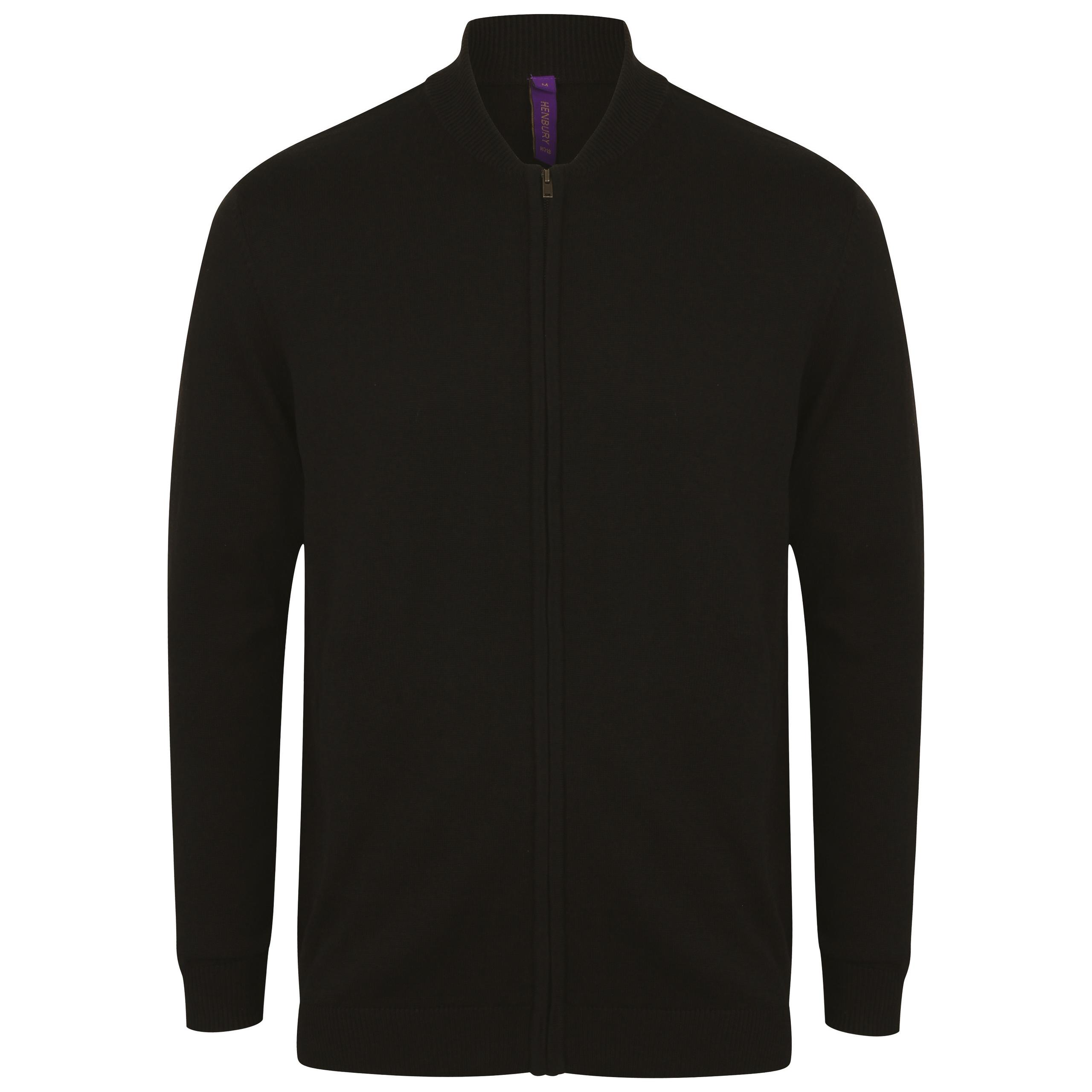 Henbury - Cardigan Col Bomber - Black - 3XL