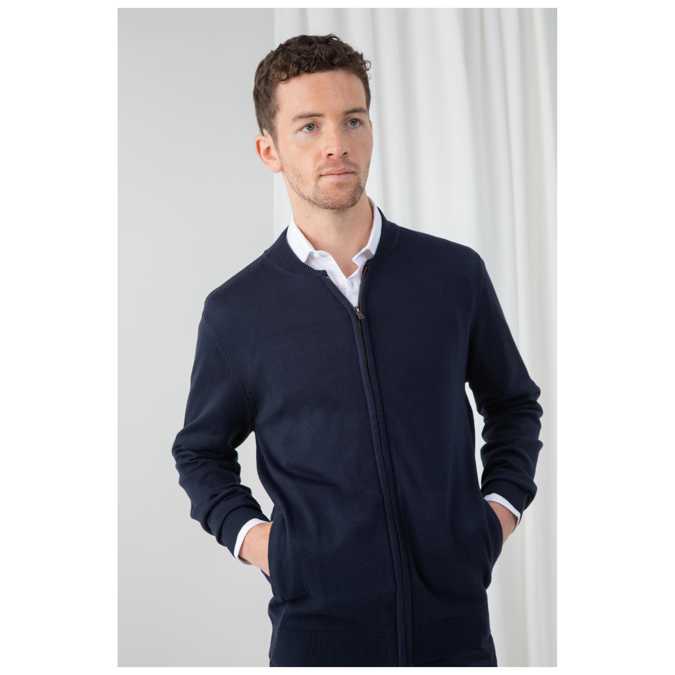 Henbury - Cardigan Col Bomber - Black - 3XL