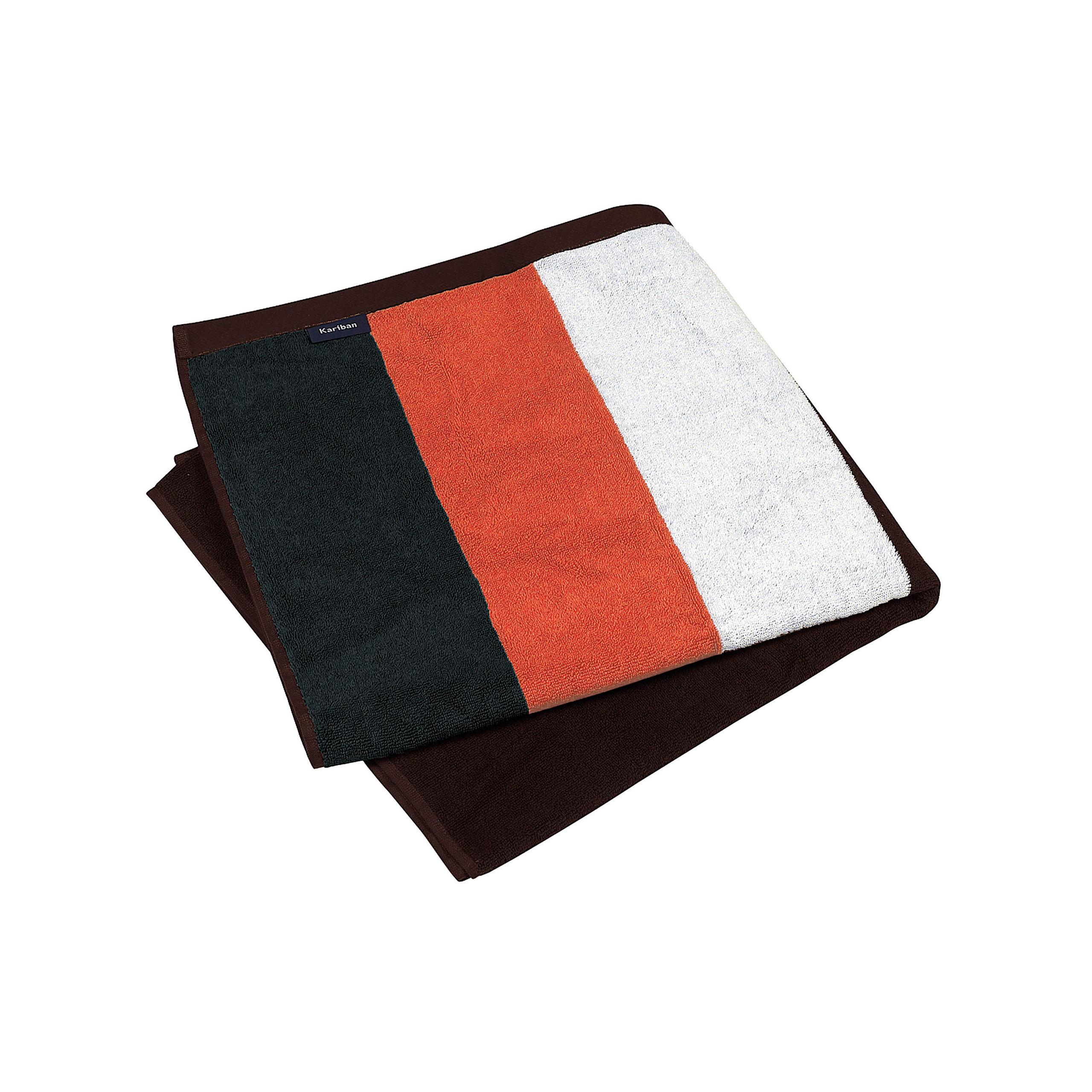 Kariban - Drap de plage rayé - Black / Orange / White / Chocolate - One Size