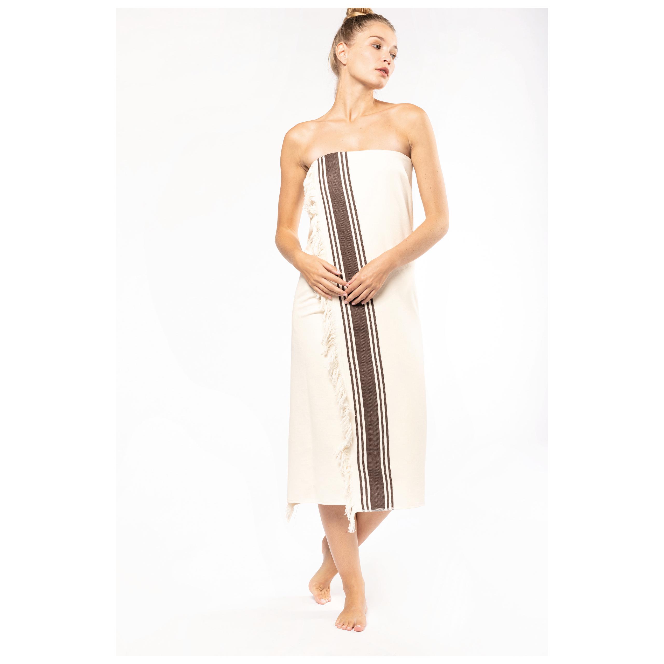 Kariban - Serviette fouta - Natural / Chocolate - One Size