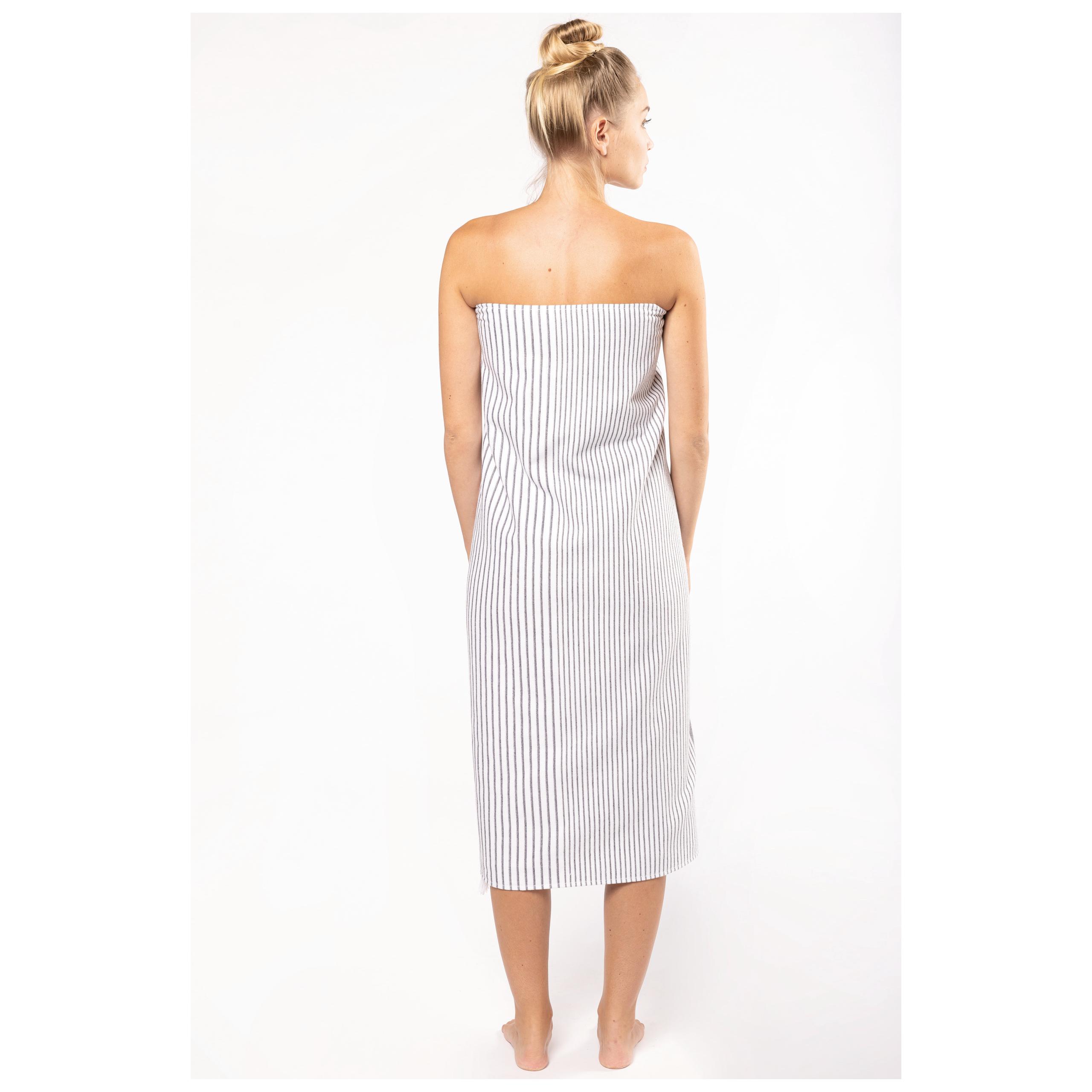 Kariban - Fouta rayée avec franges - White / Smoke Stripe - One Size