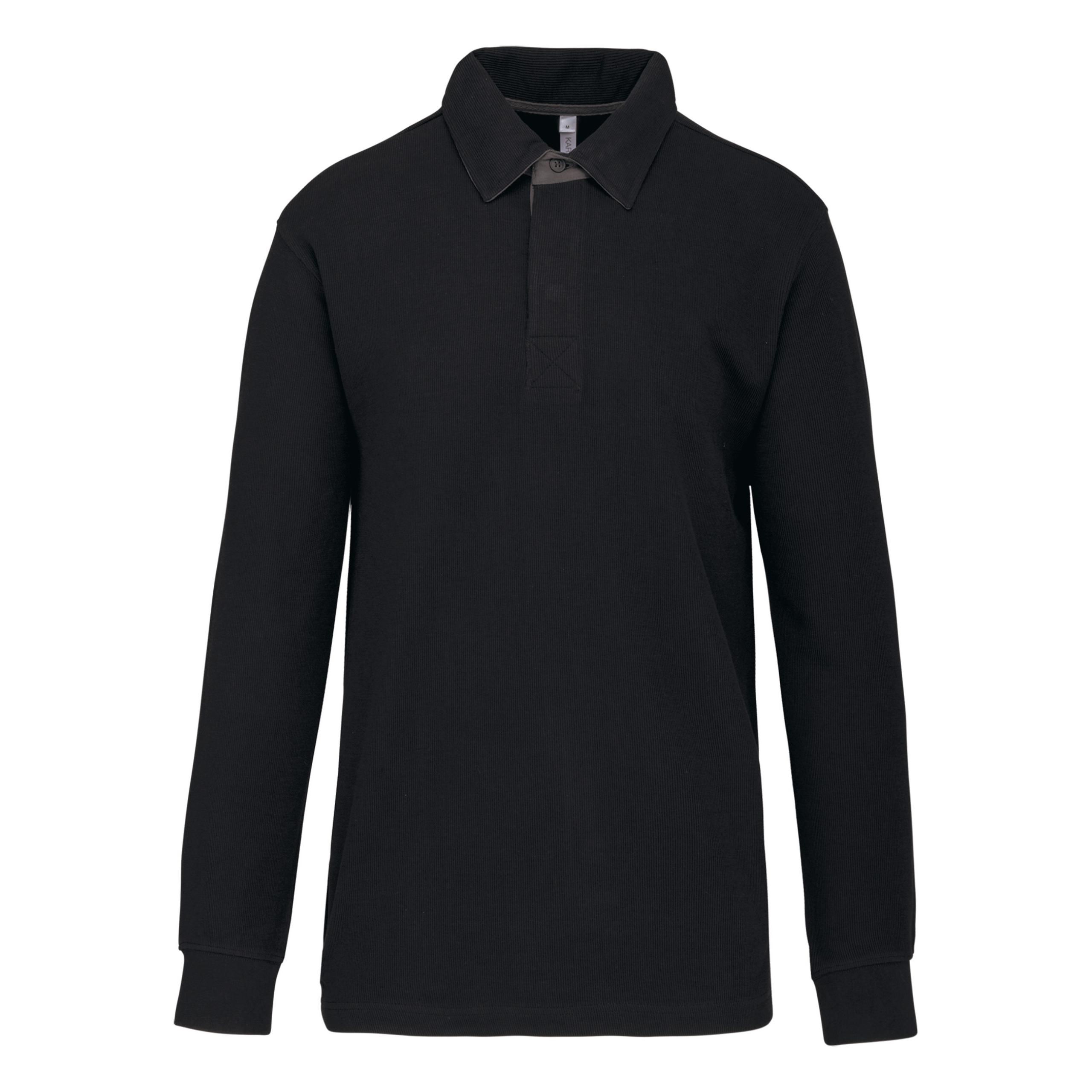 Kariban - French rib > polo côtelé manches longues - Black / Dark Grey - M