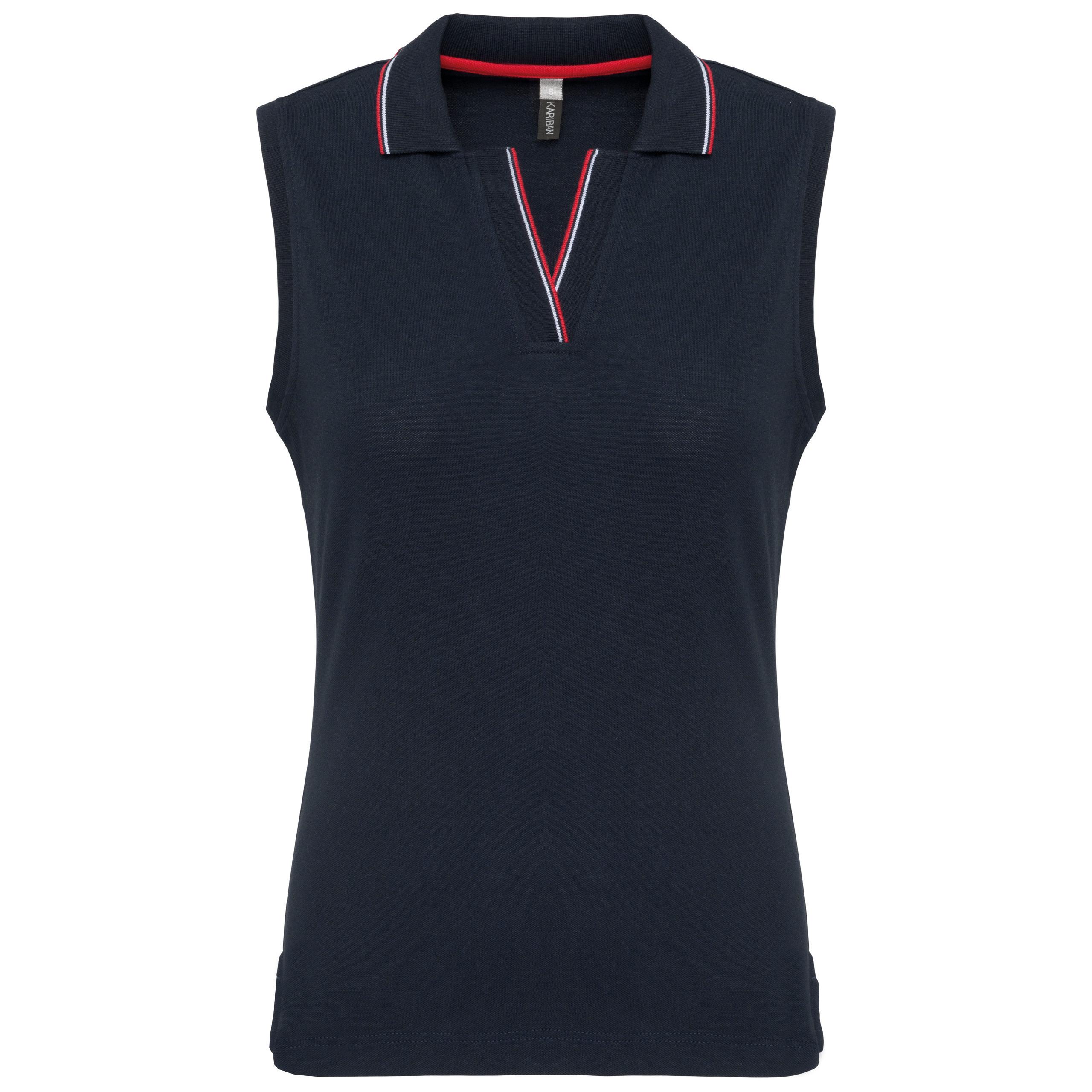 Kariban - Polo sans manches femme - Navy / Red / White - XS