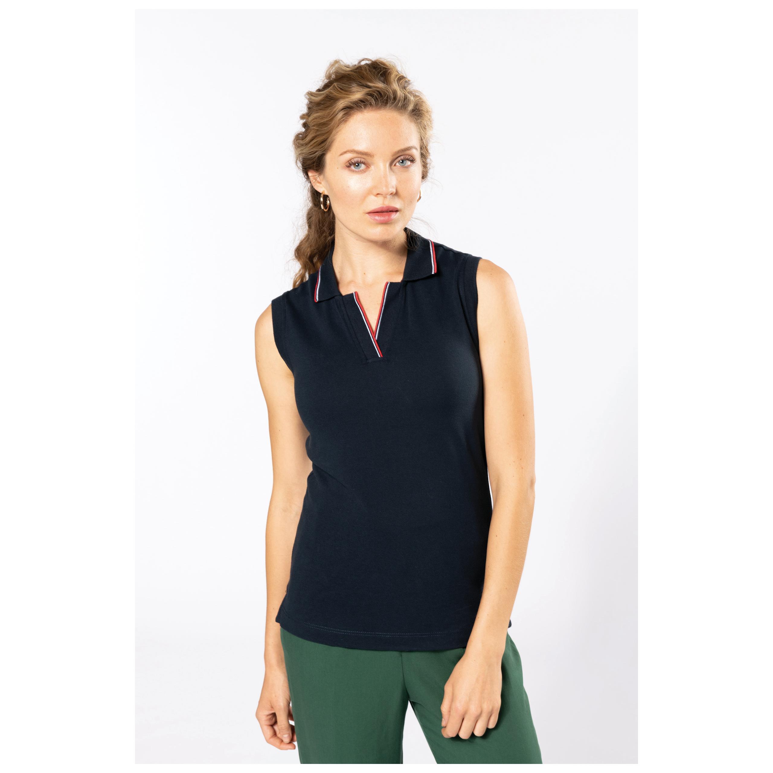 Kariban - Polo sans manches femme - Navy / Red / White - XS