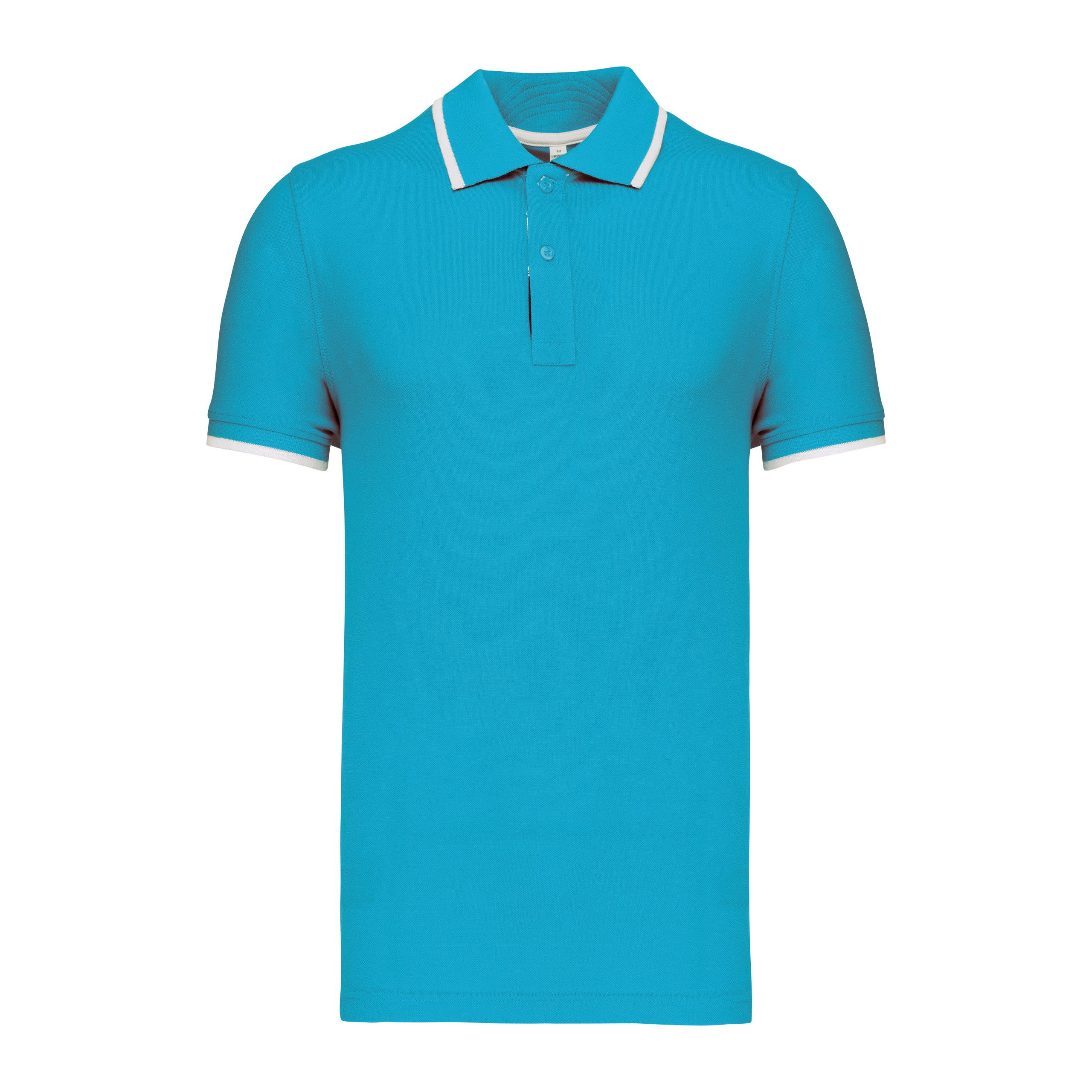 Kariban - Polo manches courtes - Light Turquoise / White / Navy - S