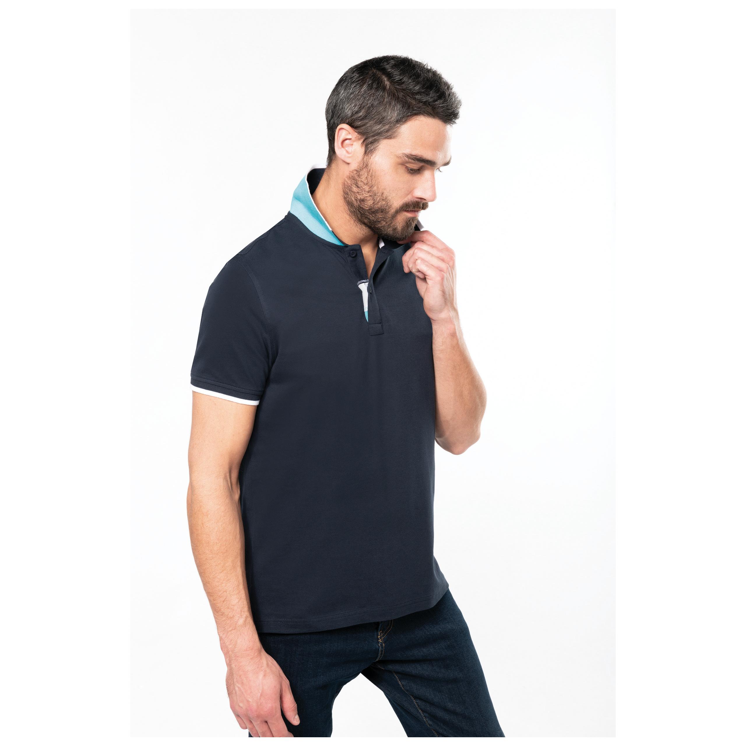 Kariban - Polo manches courtes - Light Turquoise / White / Navy - S