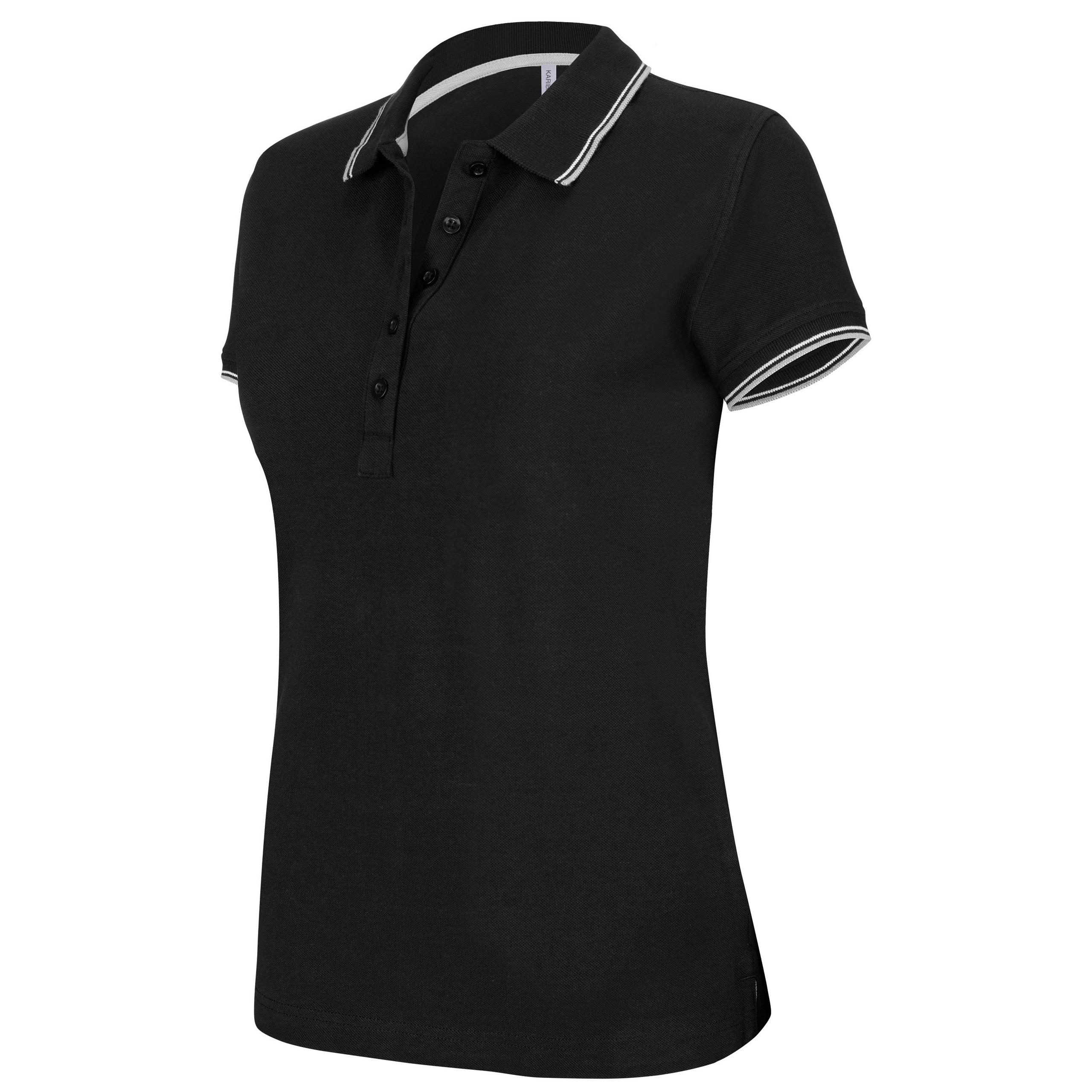 Kariban - Polo manches courtes femme - Black / Light Grey / White - S