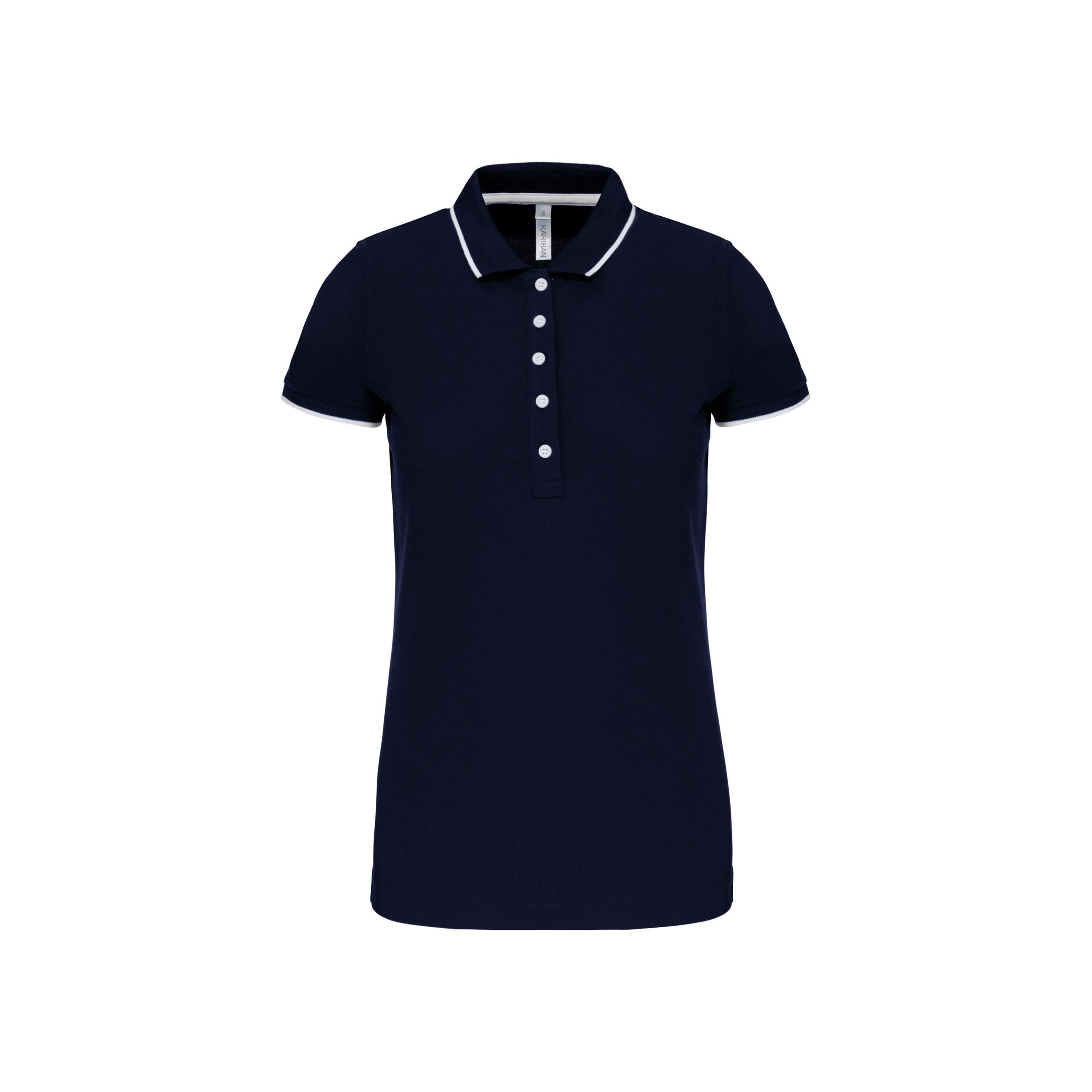 Kariban - Polo maille piquée manches courtes femme - Navy / White / Red - S