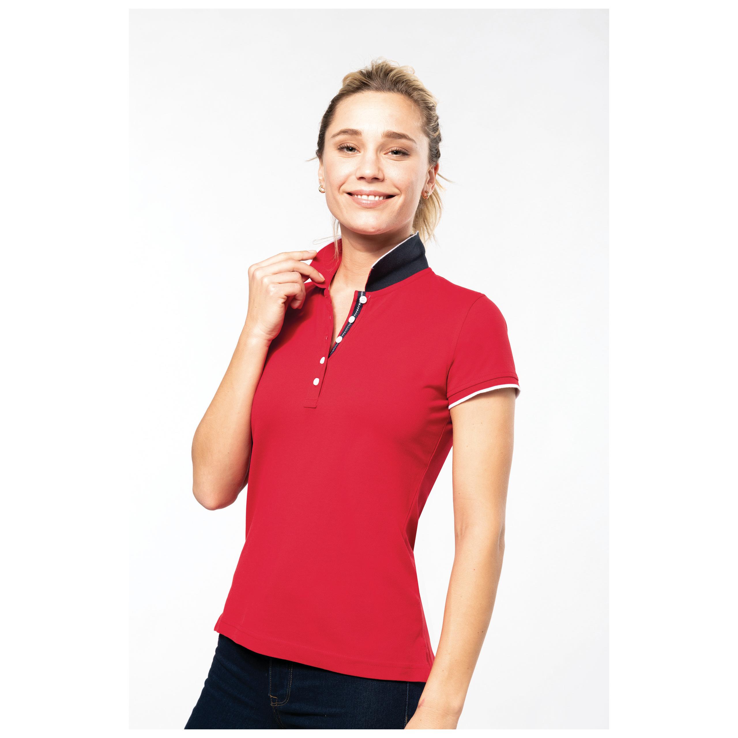 Kariban - Polo maille piquée manches courtes femme - Navy / White / Red - S