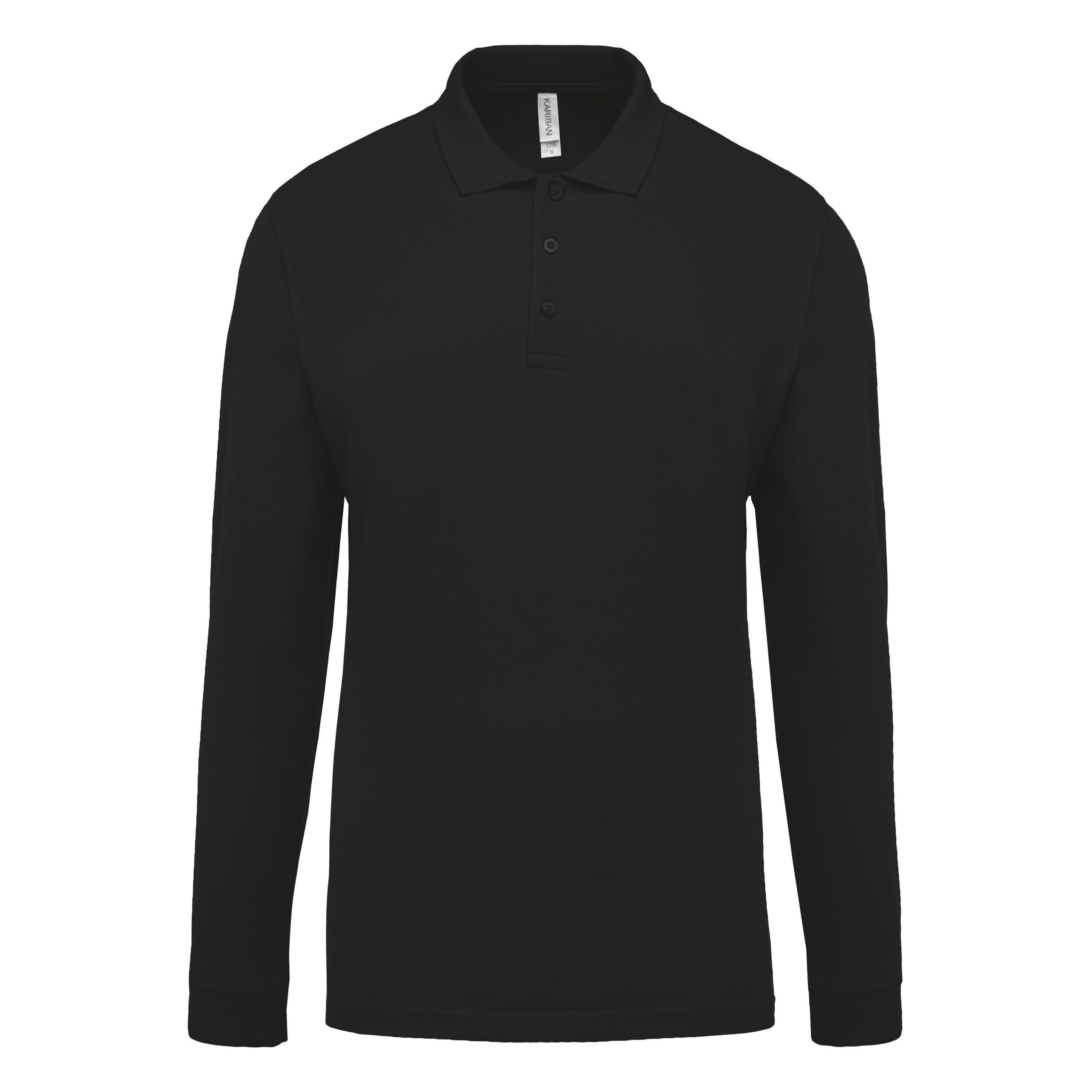 Kariban - Polo piqué manches longues homme - Black - 3XL