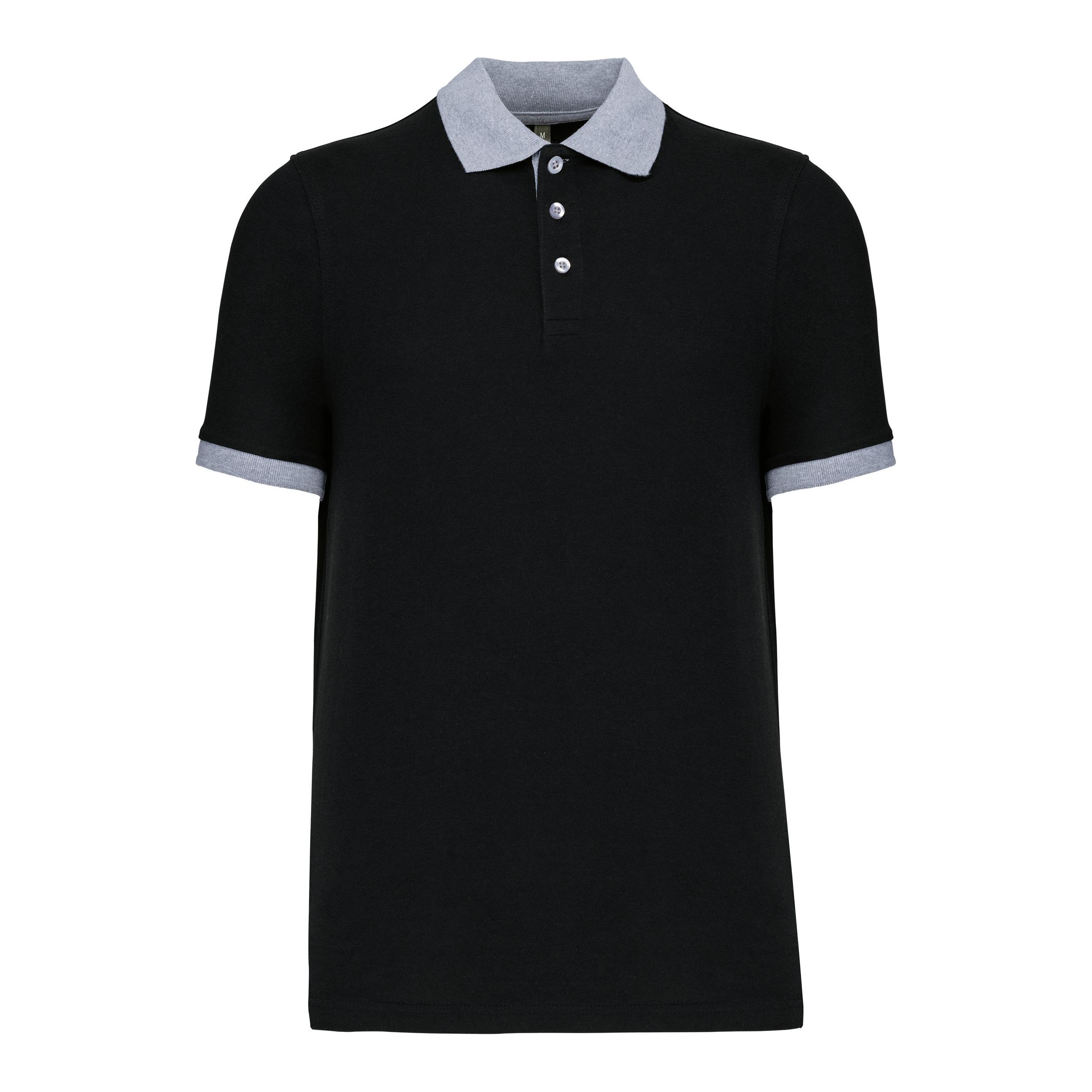 Kariban - Polo piqué bicolore homme - Black / Oxford Grey - S