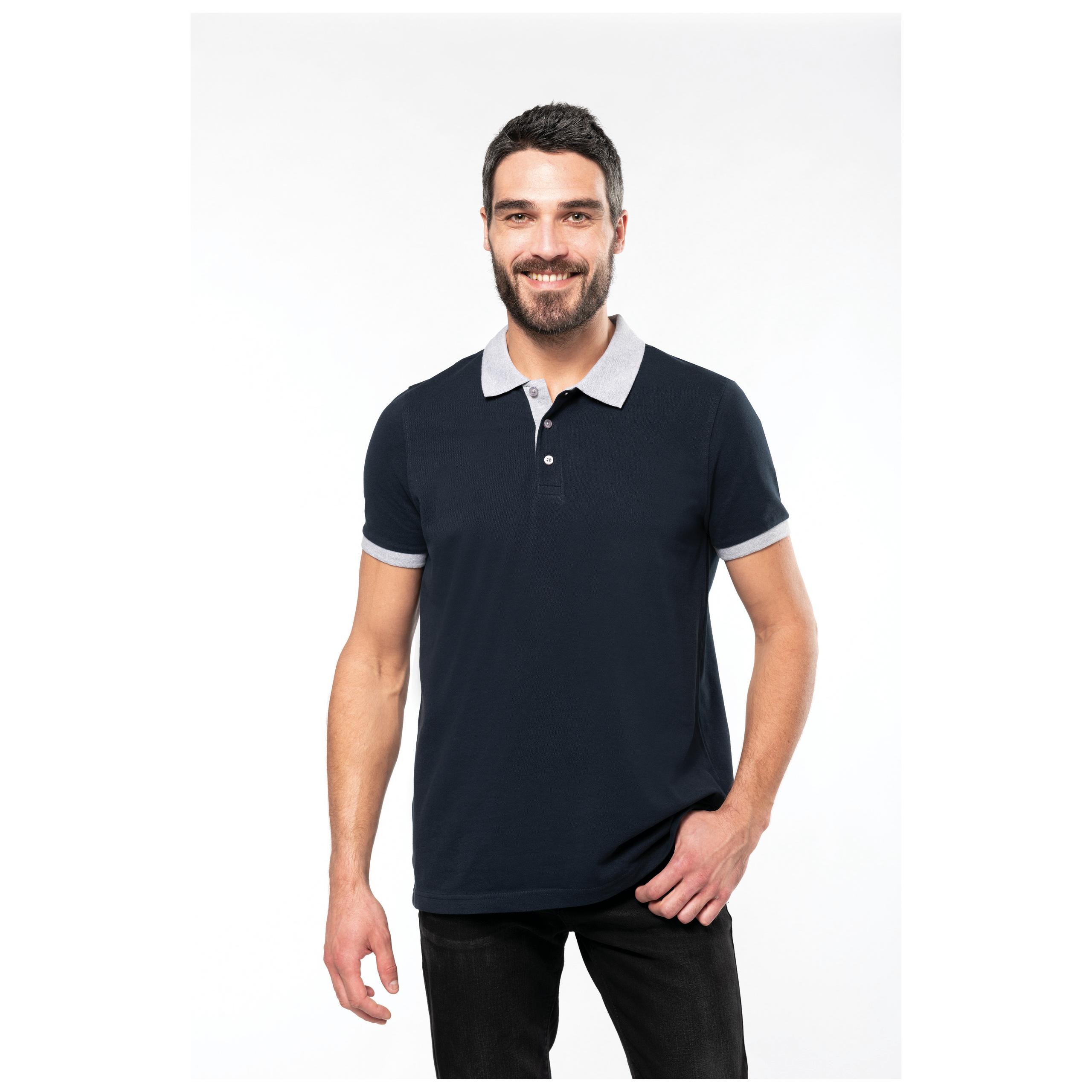 Kariban - Polo piqué bicolore homme - Black / Oxford Grey - S