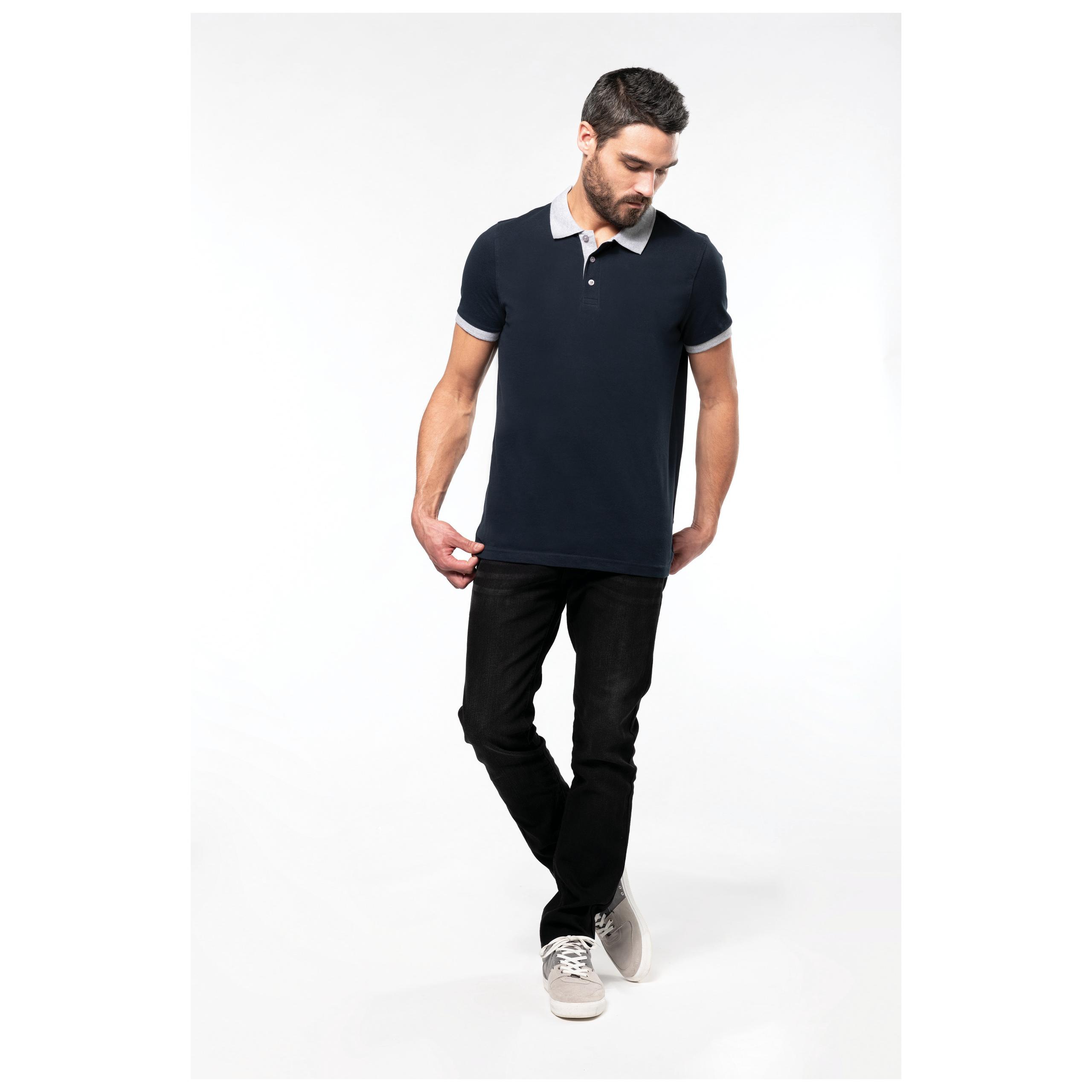 Kariban - Polo piqué bicolore homme - Black / Oxford Grey - S