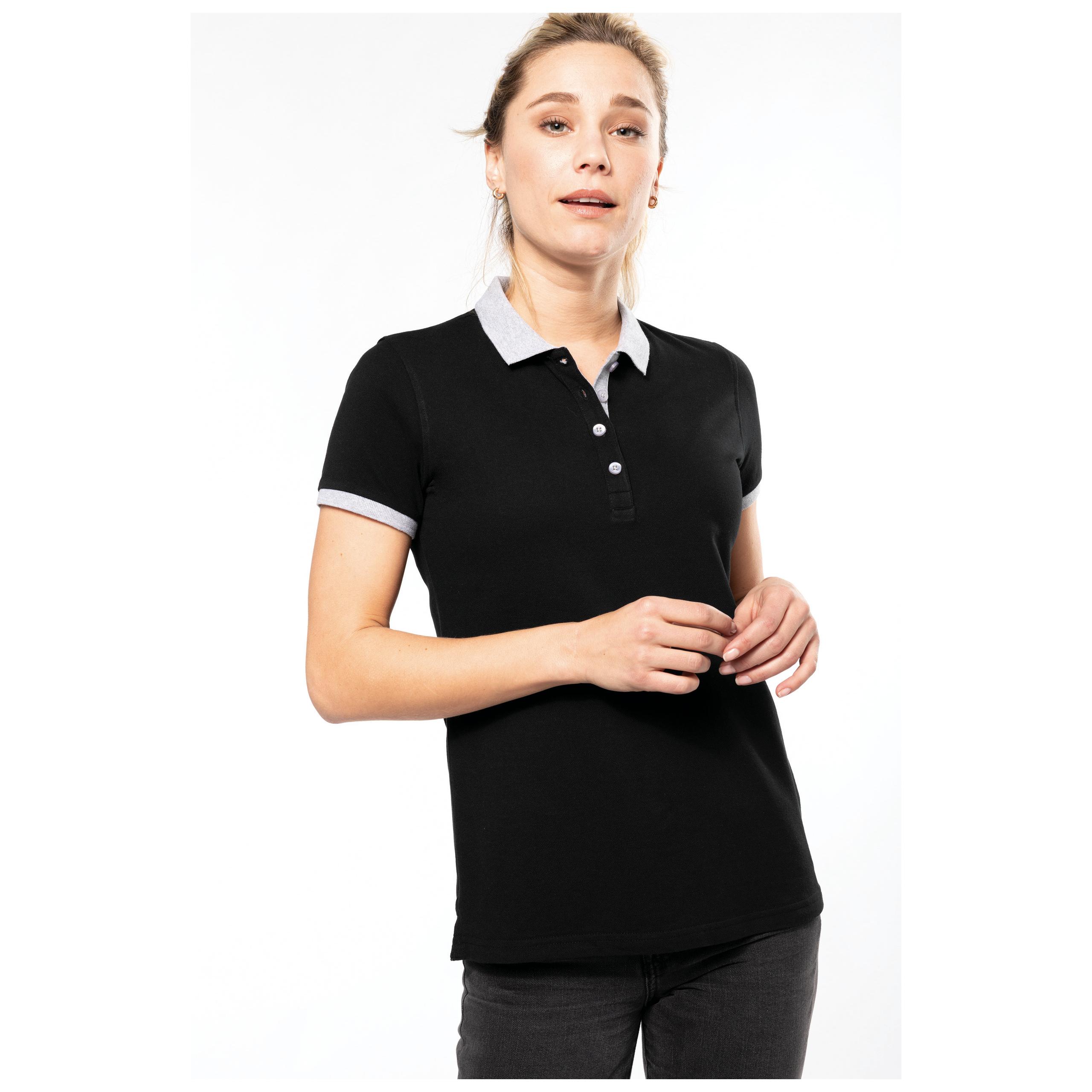 Kariban - Polo piqué bicolore femme - Black / Oxford Grey - XS