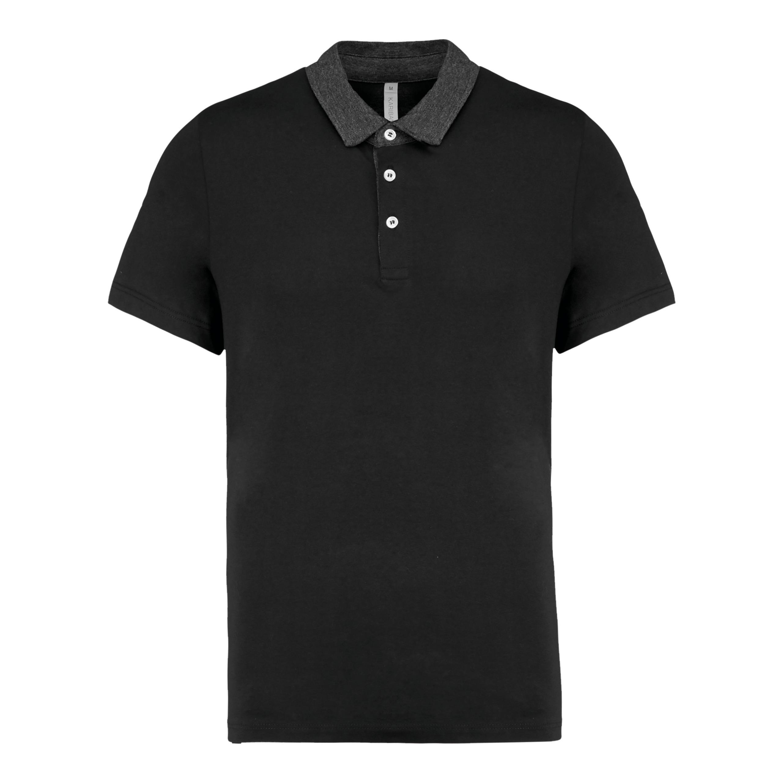 Kariban - Polo jersey bicolore homme - Black / Dark Grey Heather - S