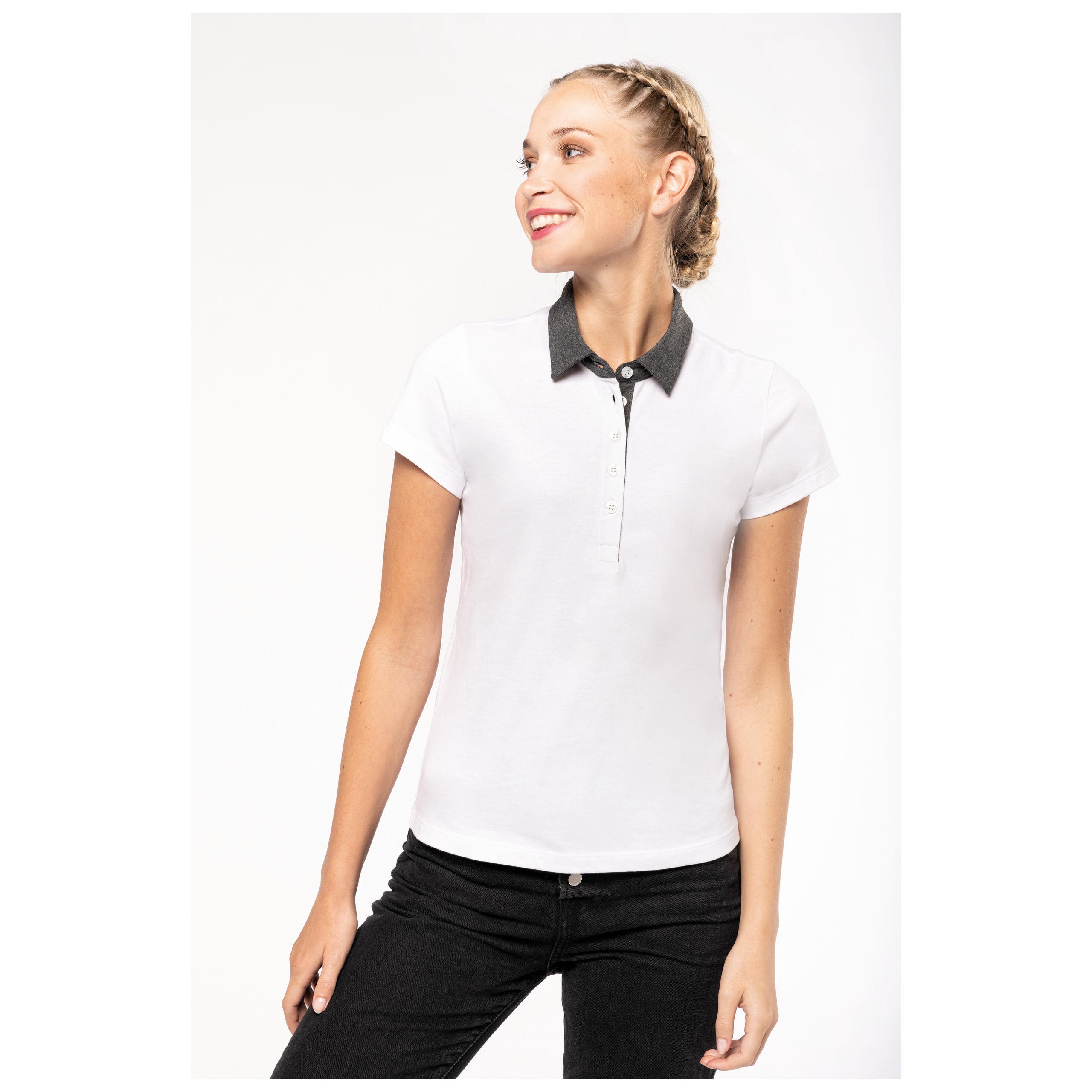 Kariban - Polo jersey bicolore femme - Black / Dark Grey Heather - XS