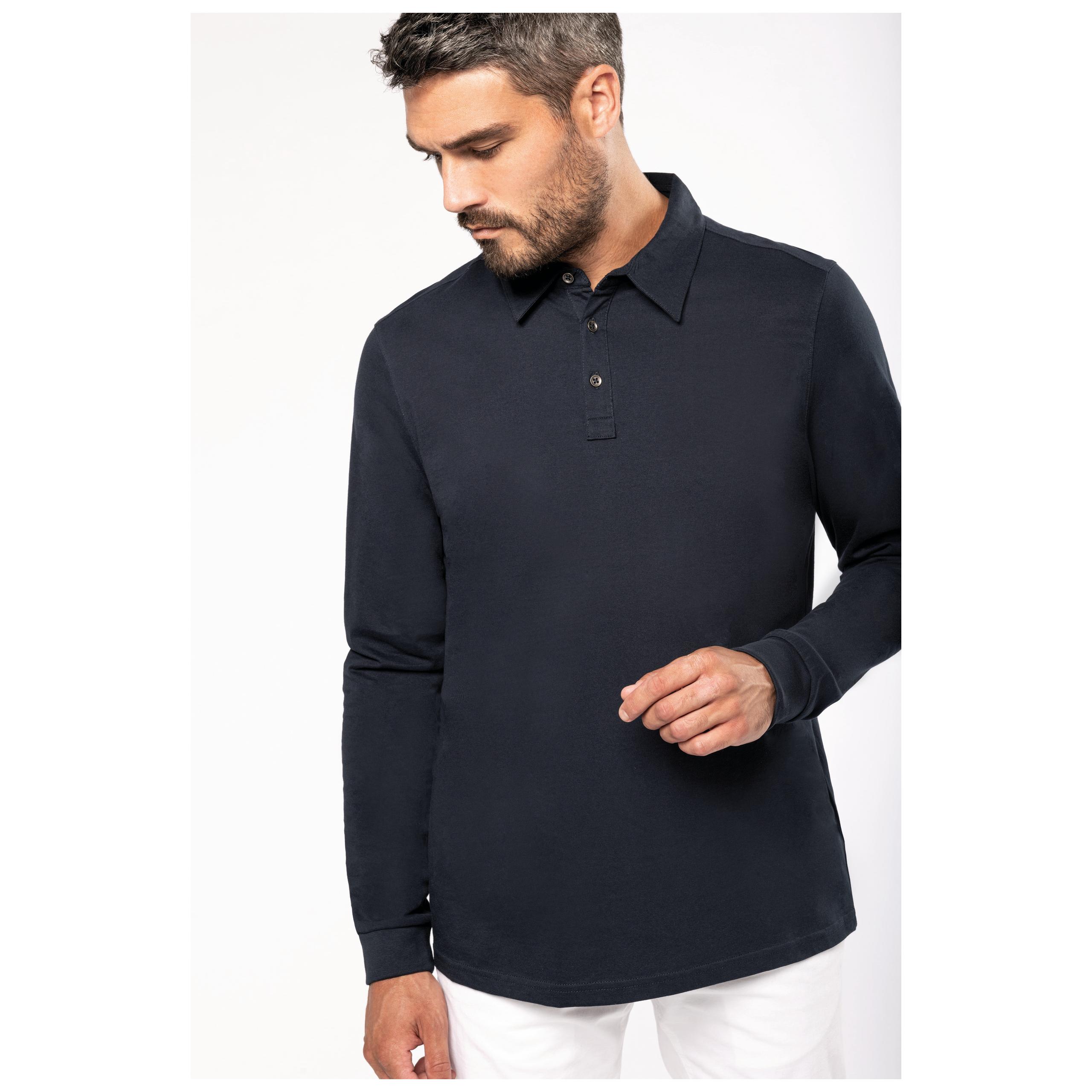 Kariban - Polo jersey manches longues homme - Black - S