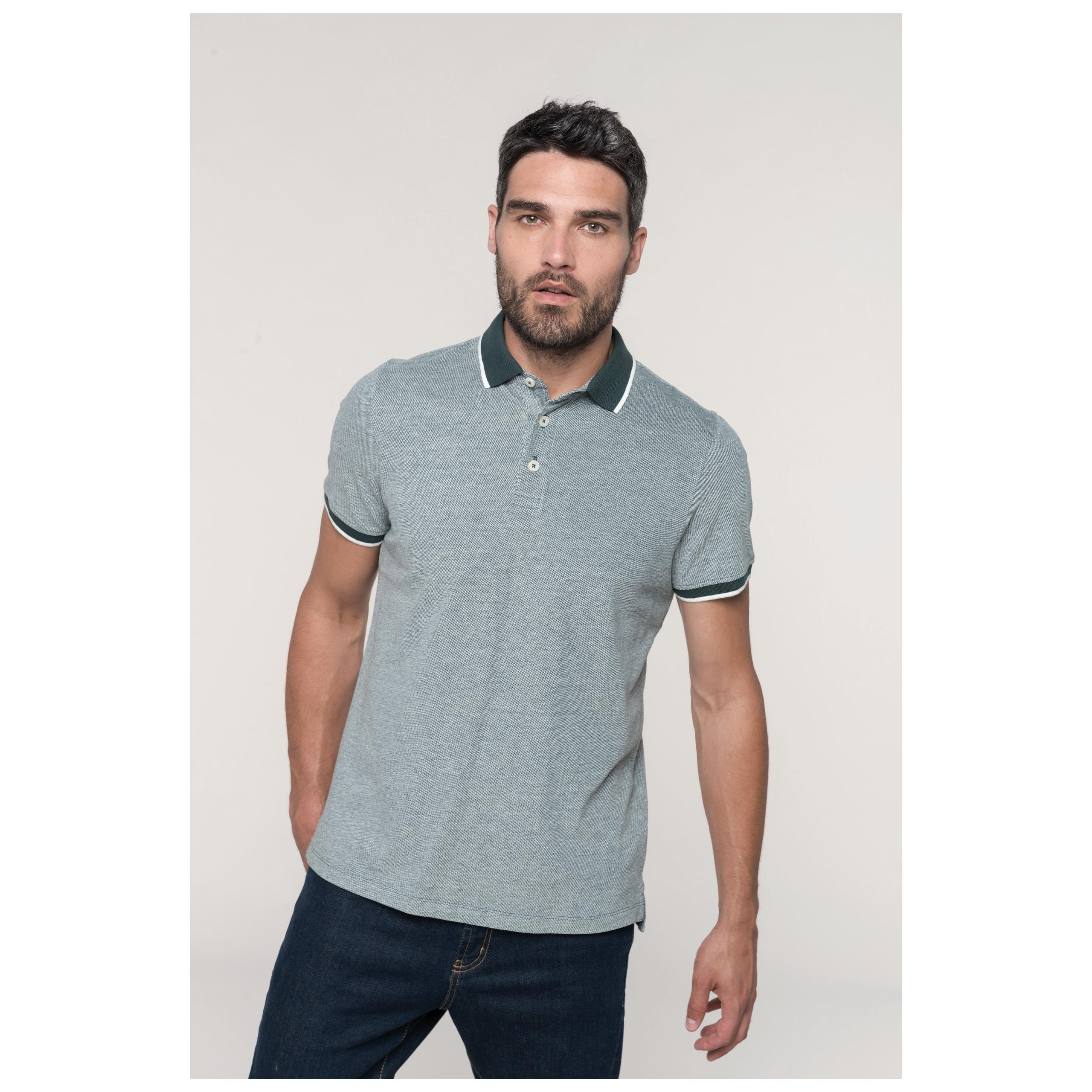 Kariban - Polo bicolore homme - Marl Fir Green - S