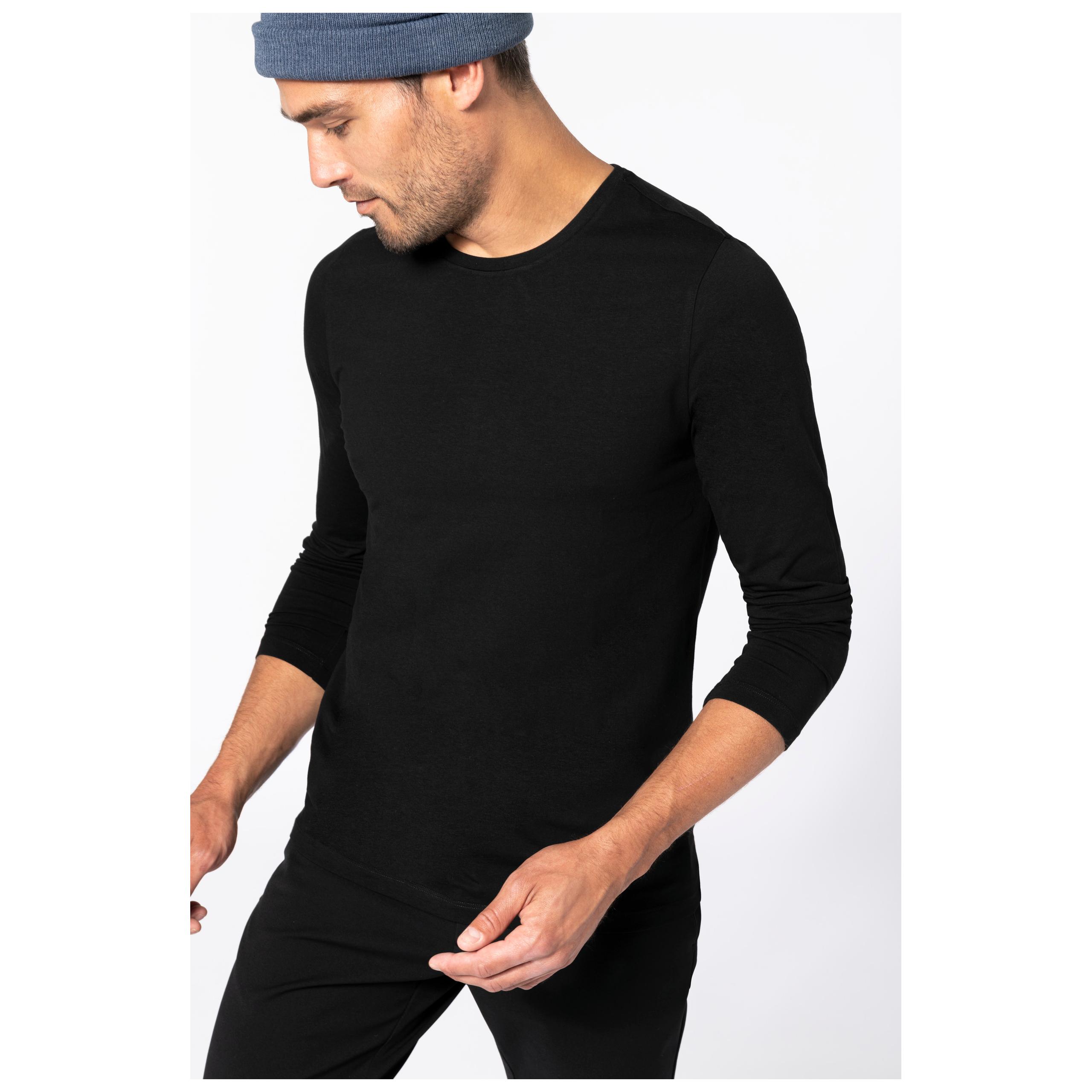 Kariban - T-shirt col rond manches longues homme - Black - S