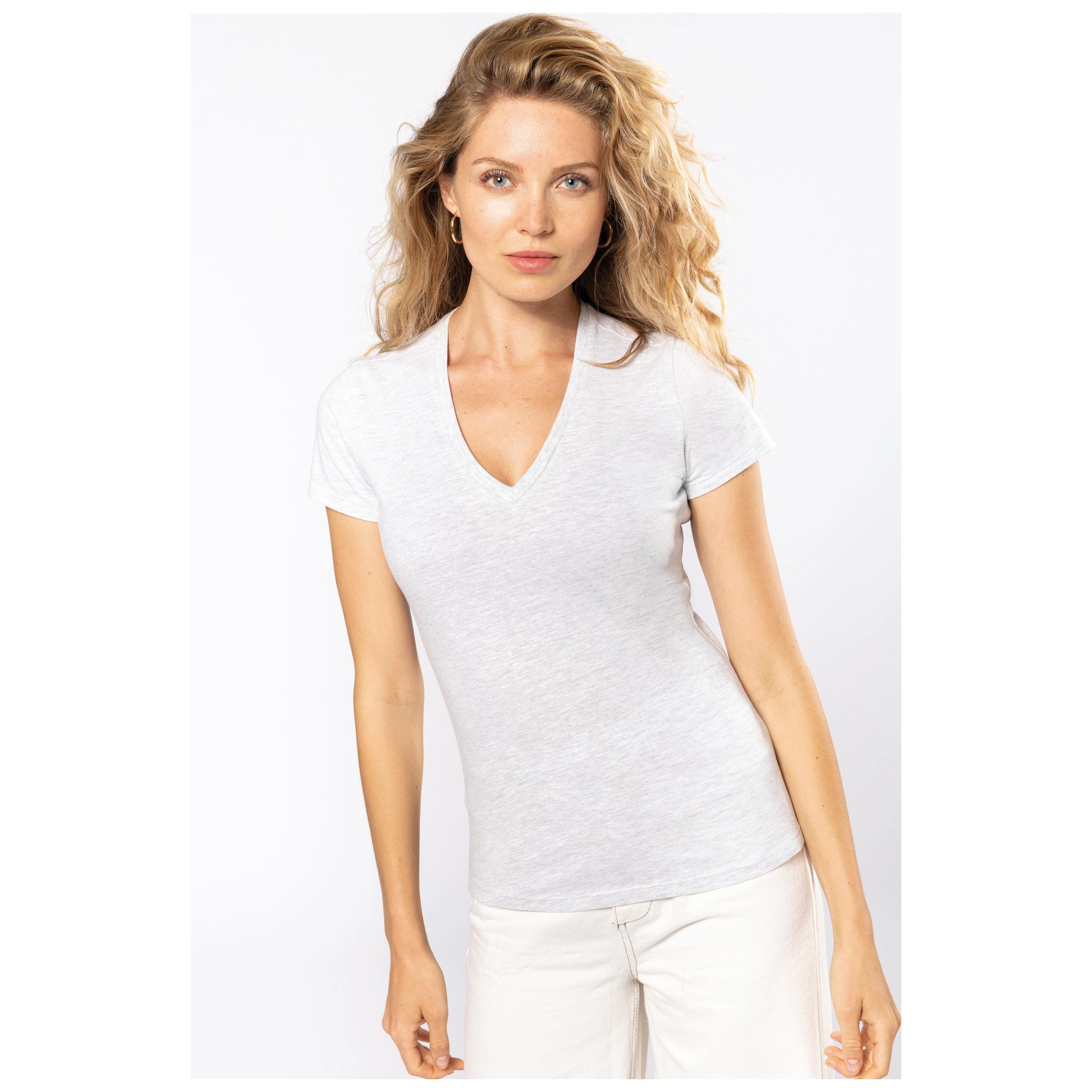 Kariban - T-shirt Bio150 col V femme - Ash Heather - XS